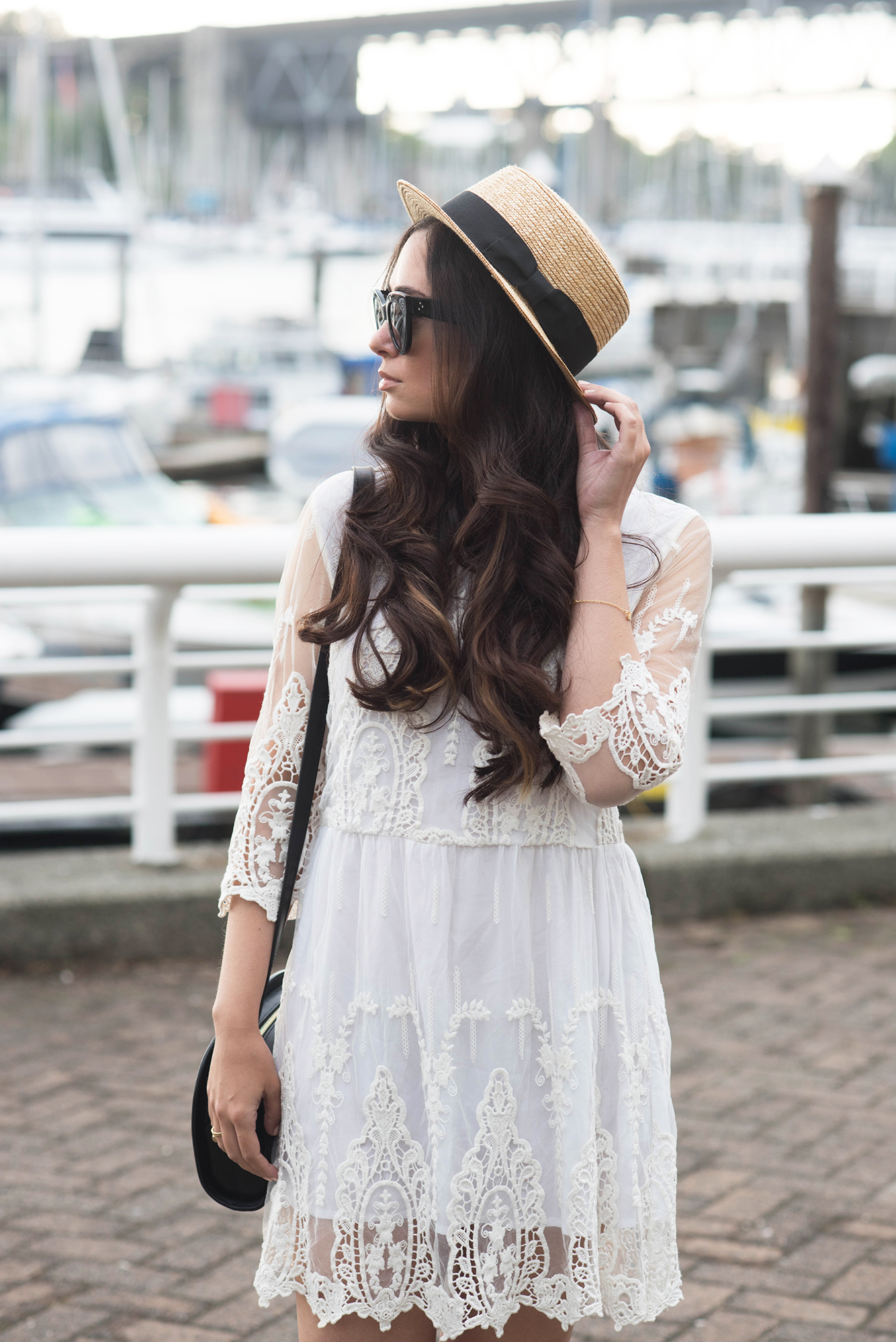 coco-and-vera-top-vancouver-fashion-blog-top-canadian-fashion-blog-top-blogger-portrait-cee-fardoe-brunette-celine-sunglasses-straw-boater-chicwish-lace-dress
