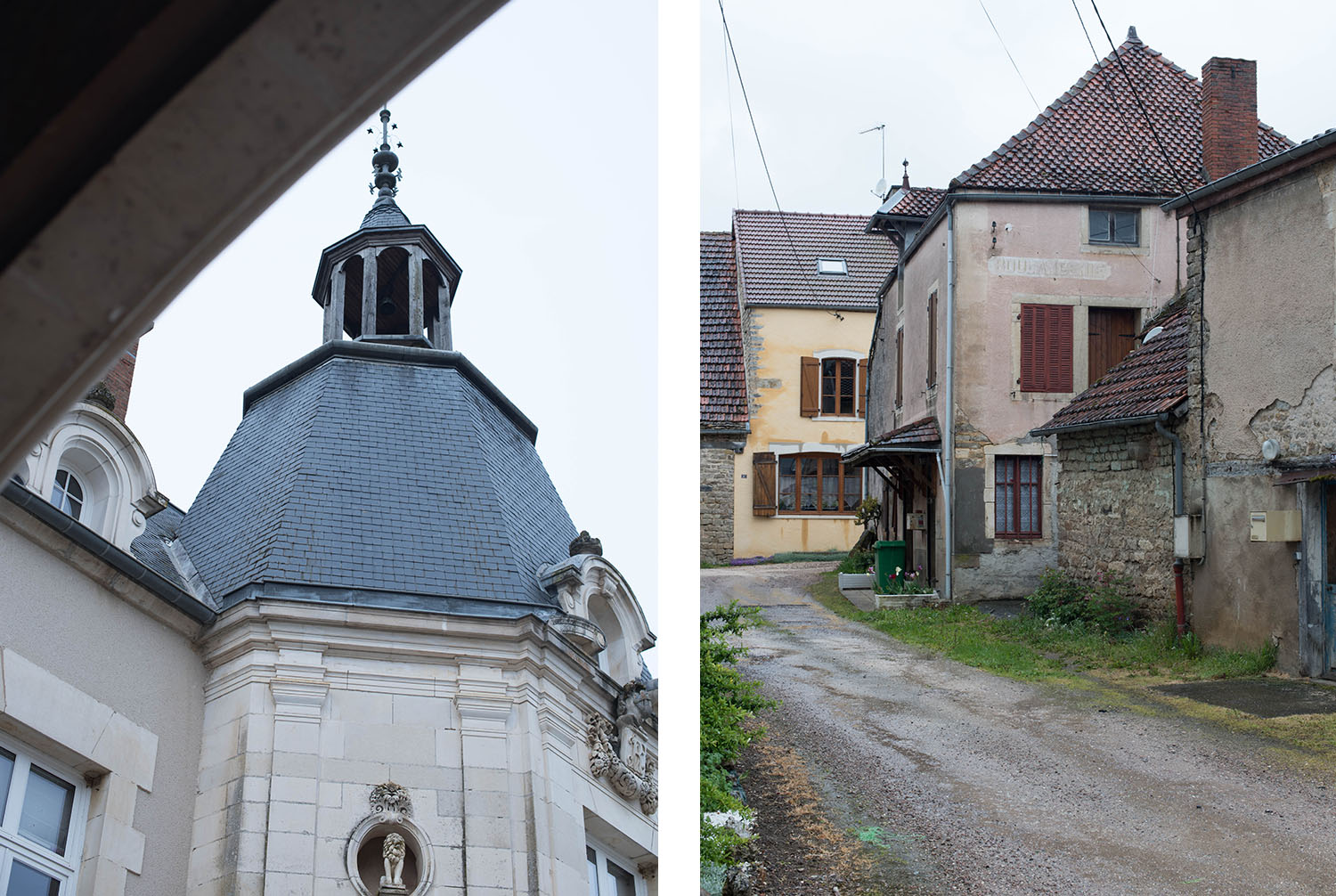 Travel blogger Cee Fardoe of Coco & Vera shows contrast between the Chateau Sainte-Sabine and the town of the same name