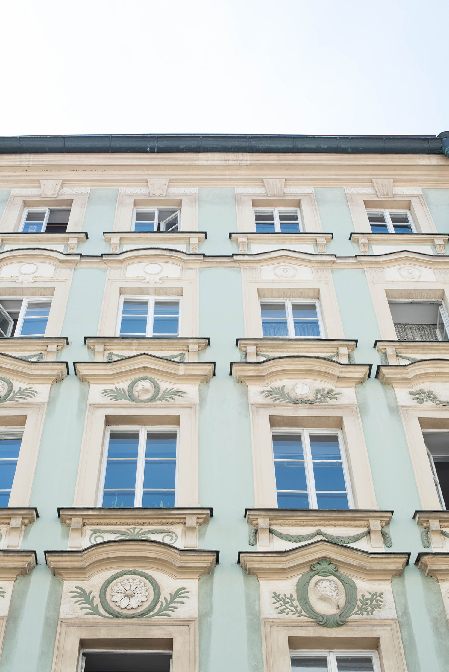 The turquoise facade of a building in Prague's Old Town, as captured by Canadian travel blogger Cee Fardoe of Coco & Vera