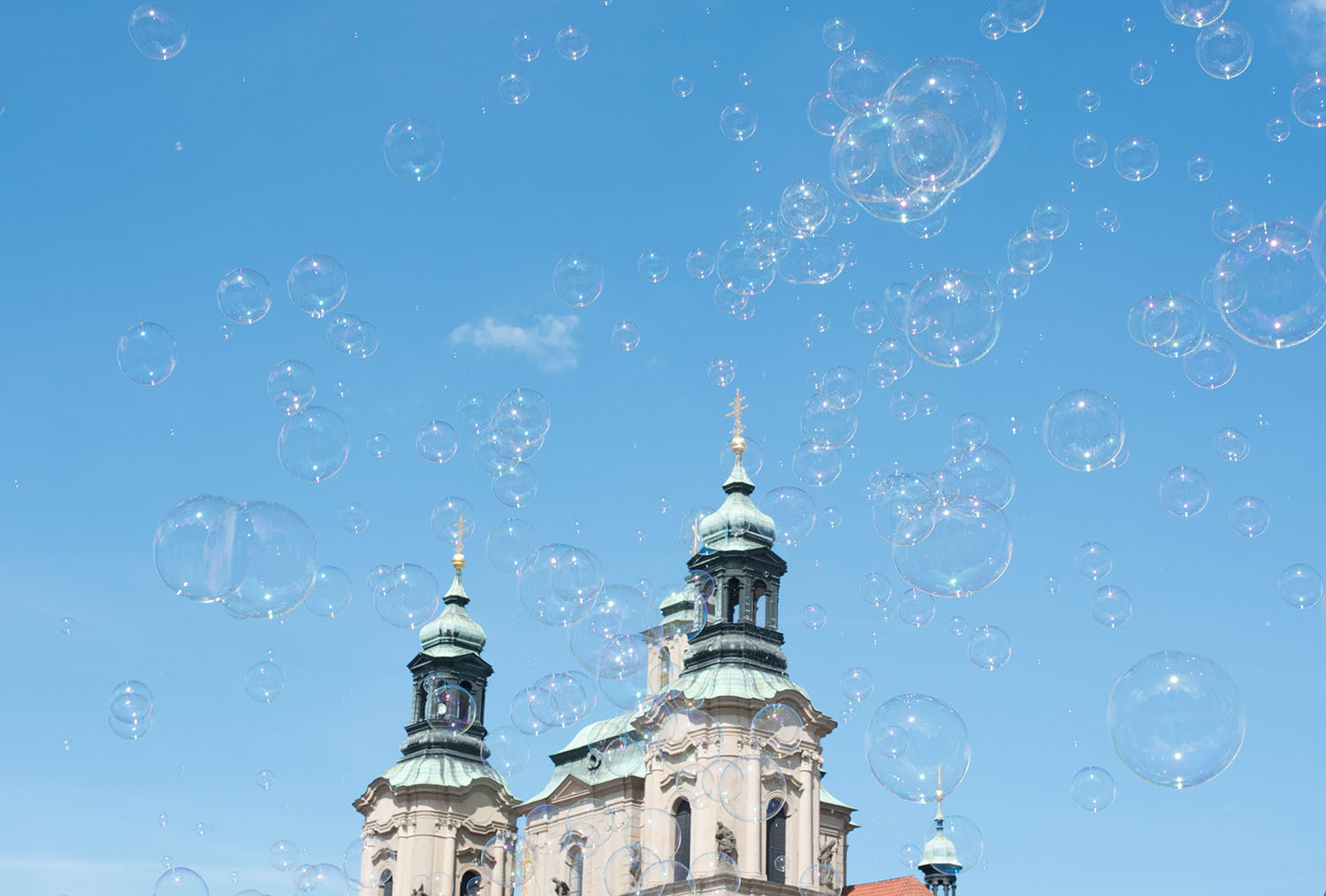 Bubbles in the sky at Old Town Square in Prague, as captured by top Winnipeg travel blogger Cee Fardoe of Coco & Vera