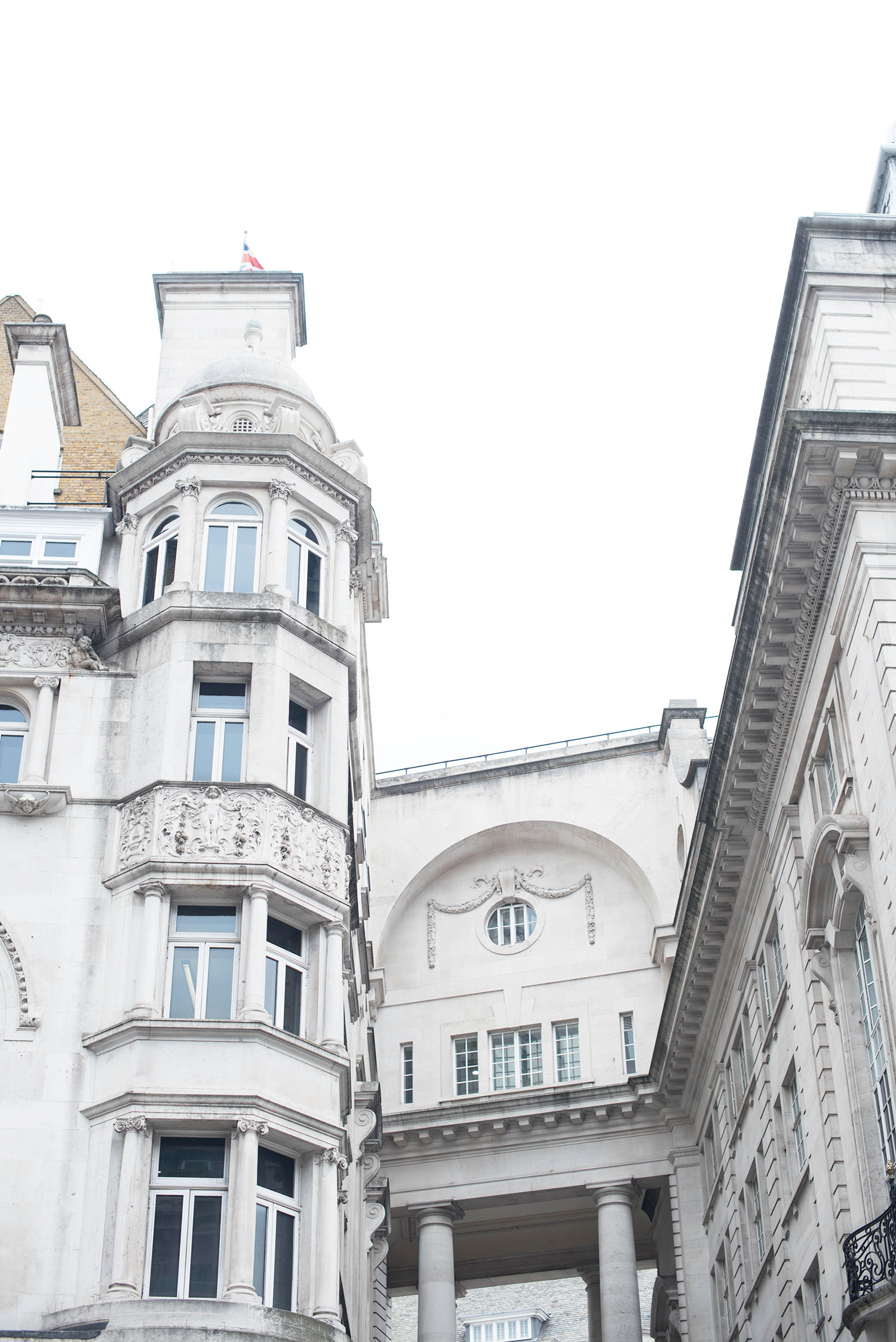 Ornate white buildings in Central London, as photographed by travel blogger Cee Fardoe of Coco & Vera