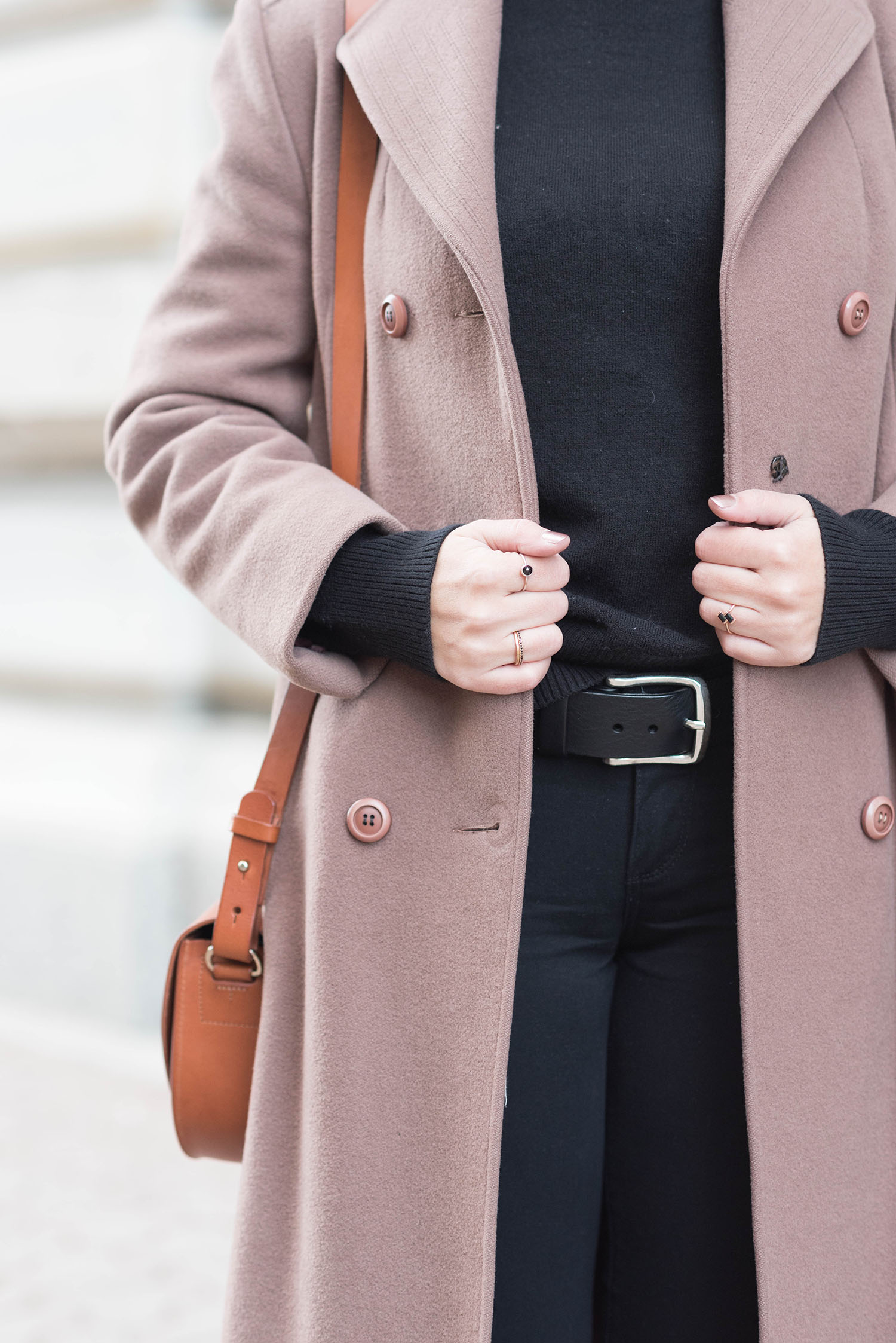 Outfit details on fashion blogger Cee Fardoe of Coco & Vera, including a BRAVE Leather belt and Keltie Leanne Designs Brix ring