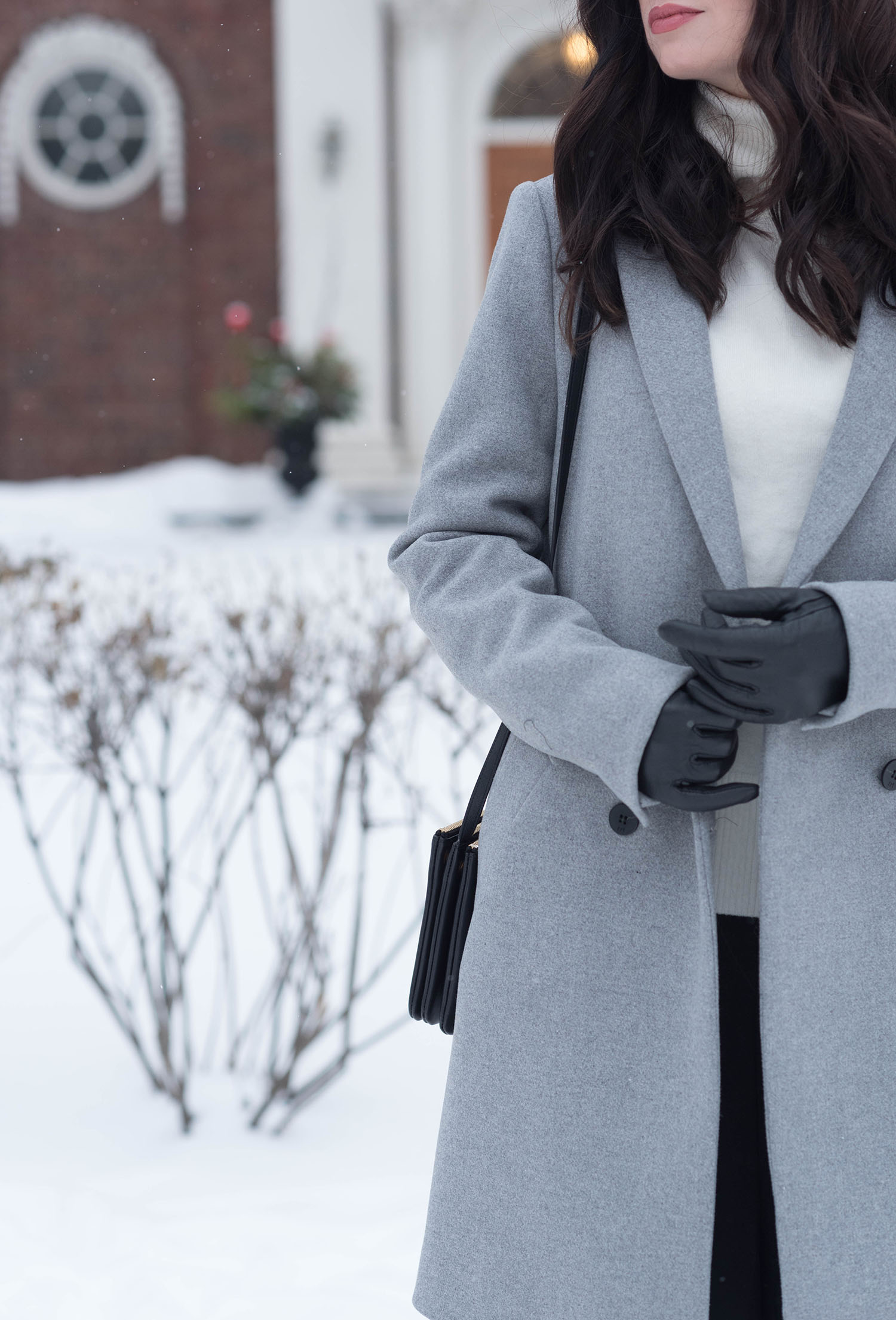 Outfit details on Winnipeg fashion blogger Coco & Vera, including a Celine trio bag and Zara coat