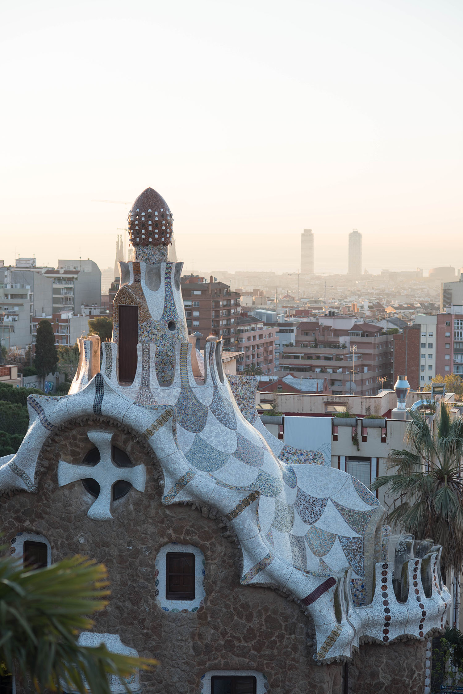 Sunrise views of Barcelona's Parc Guell, designed by Antoni Gaudi and photographed by top travel blogger Cee Fardoe of Coco & Vera