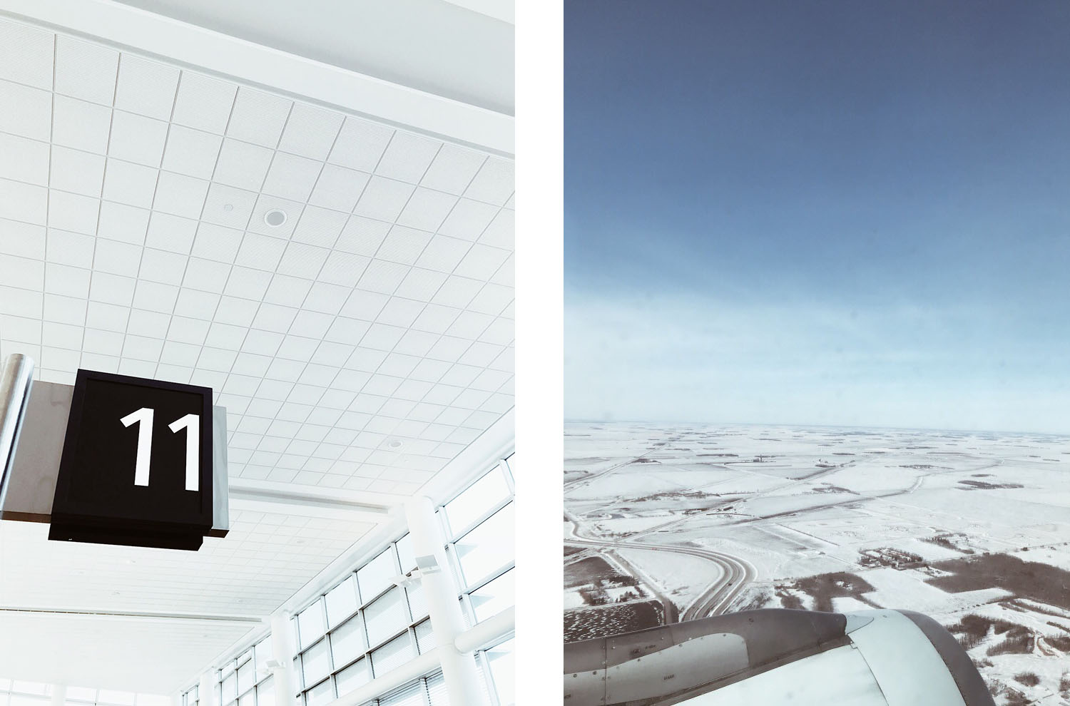 Snapshots of Winnipeg airport and from above it, taken by top travel blogger Cee Fardoe of Coco & Vera
