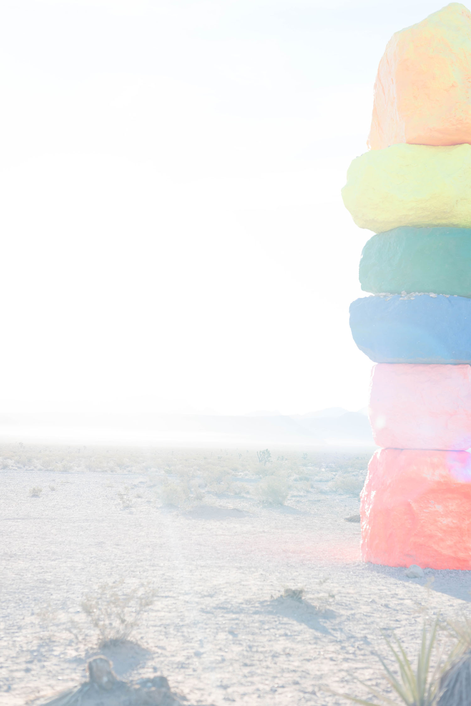 A single colourful totem at Seven Magic Mountains in Las Vegas, Nevada, as photographed by top travel blogger Cee Fardoe of Coco & Vera