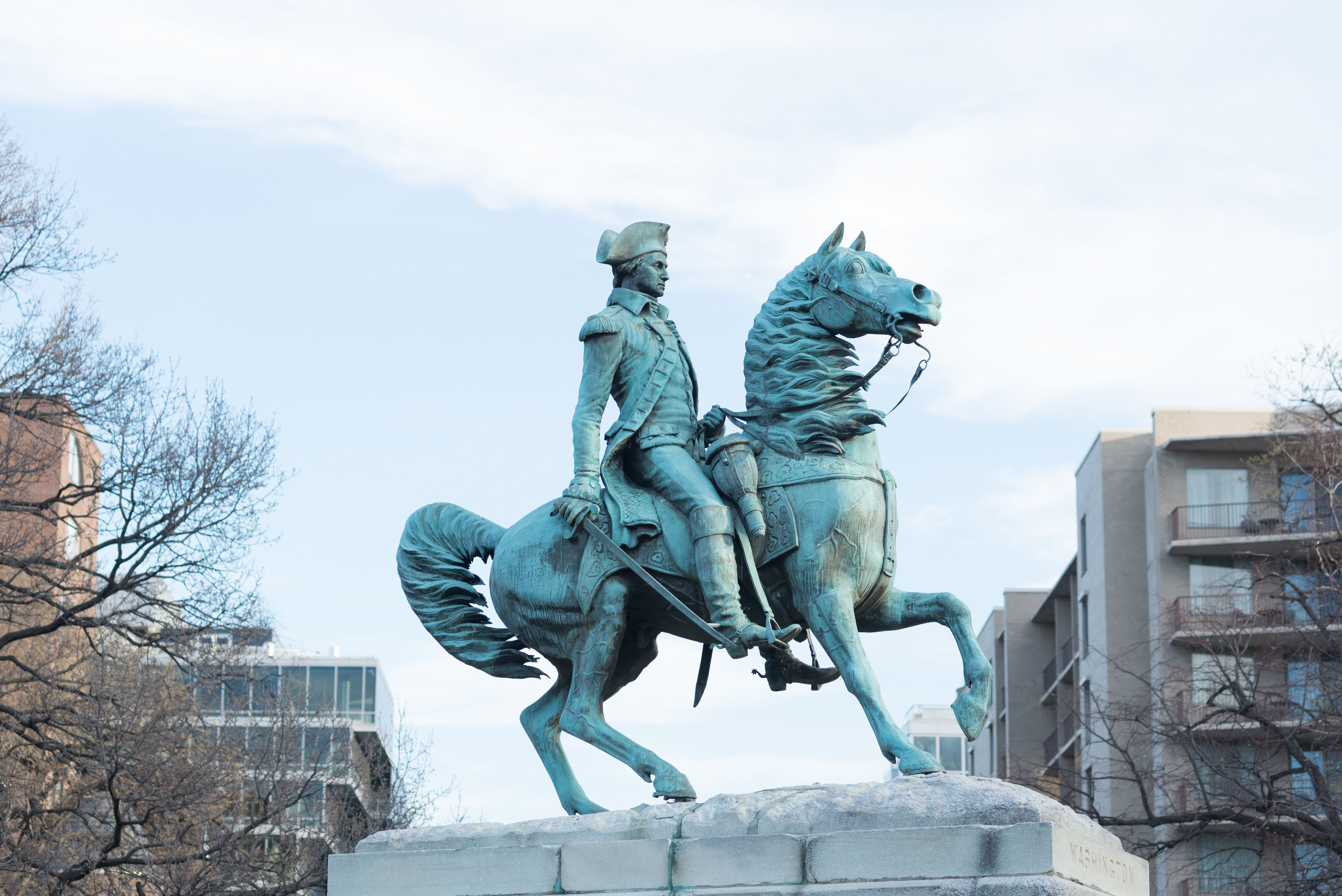 A statue of George Washington at George Washington University in Washington DC, as photographed by Canadian travel blogger Cee Fardoe of Coco & Vera