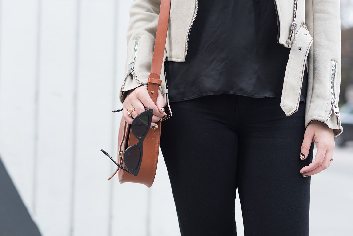Outfit details on fashion blogger Cee Fardoe of Coco & Vera, including Zara cat eye sunglasses and a Sezane Claude bag