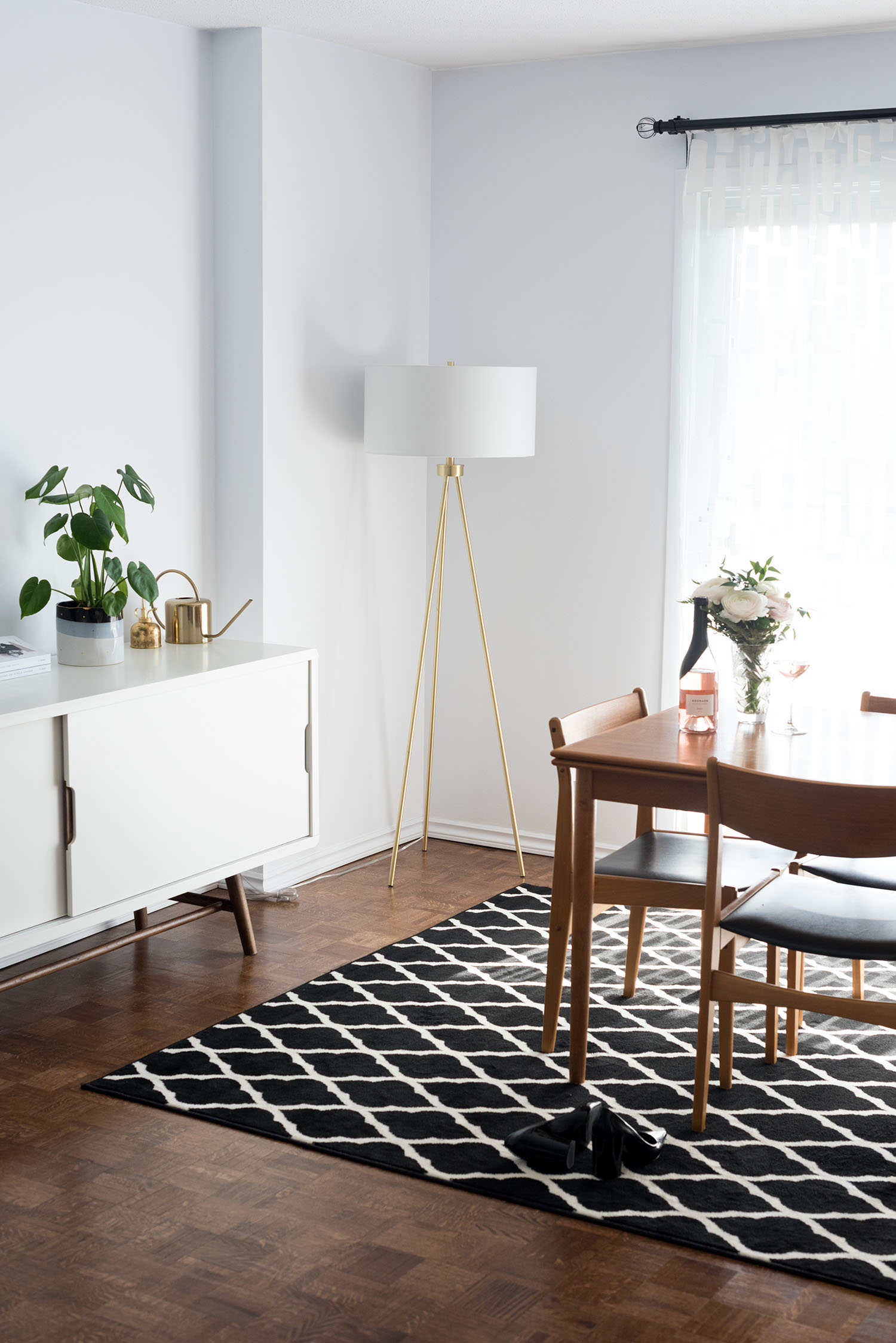A Structube buffet and vintage dining table in the living room of Winnipeg lifestyle blogger Cee Fardoe of Coco & Vera