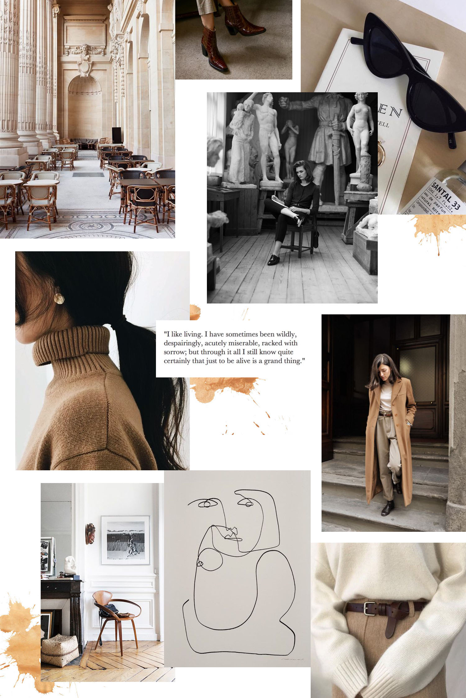 An October moldboard, featuring brown-toned images, by top Winnipeg fashion blogger Cee Fardoe of Coco & Vera