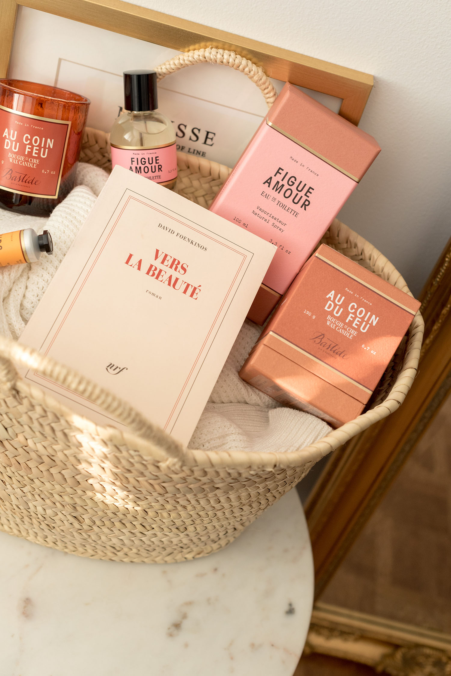 Bastide beauty products in a straw basket, as captured by top Canadian beauty blogger Cee Fardoe of Coco & Vera