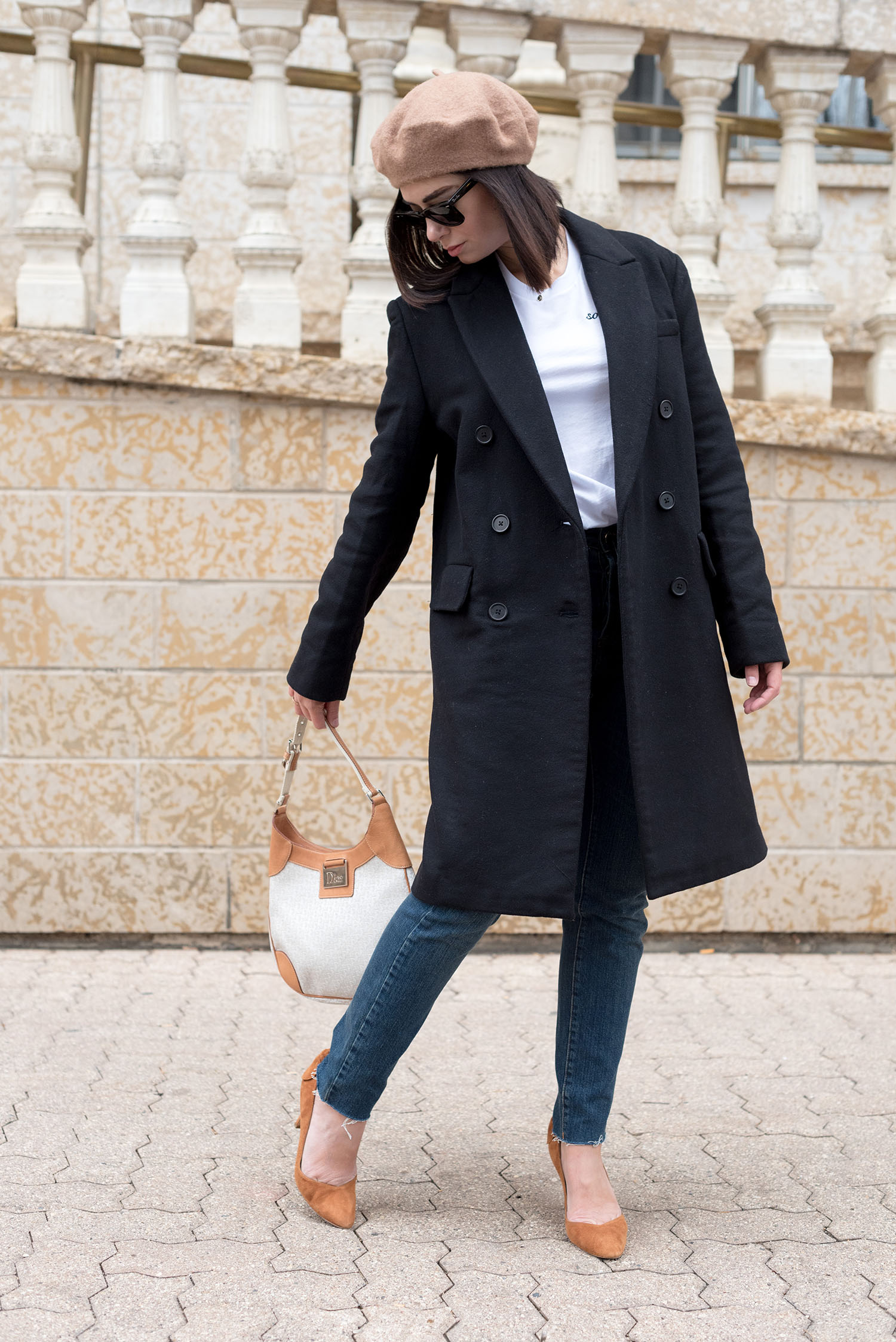 Top Winnipeg fashion blogger Cee Fardoe of Coco & Vera wears Sezane beans and a So Over It Shop tee