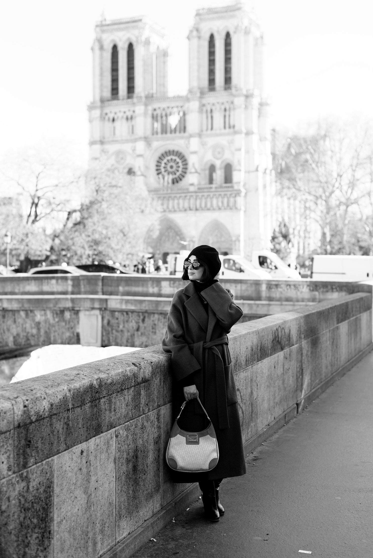 Top Winnipeg fashion blogger Cee Fardoe of Coco & Vera in Paris, wearing a Zara wrap coat and carrying a Christian Dior handbag