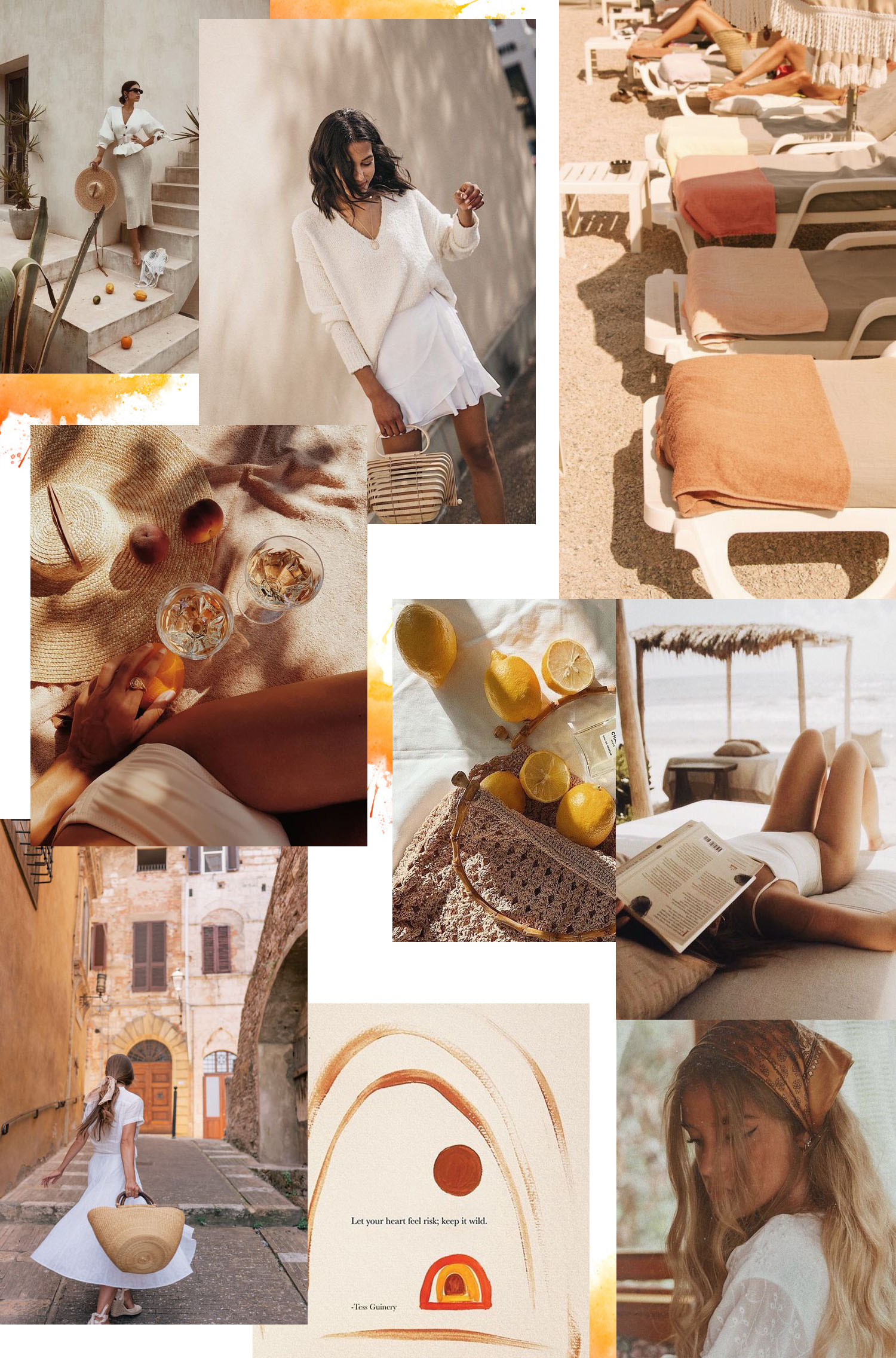 An orange-toned, summer-inspired July mood board by top Winnipeg fashion blogger Cee Fardoe of Coco & Vera