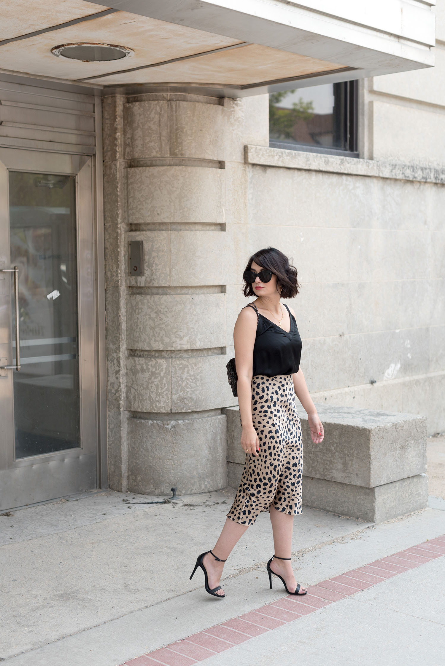 Top Winnipeg fashion blogger Cee Fardoe of Coco & Vera wears a Realisation Par Naomi skirt and Aritzia silk tank