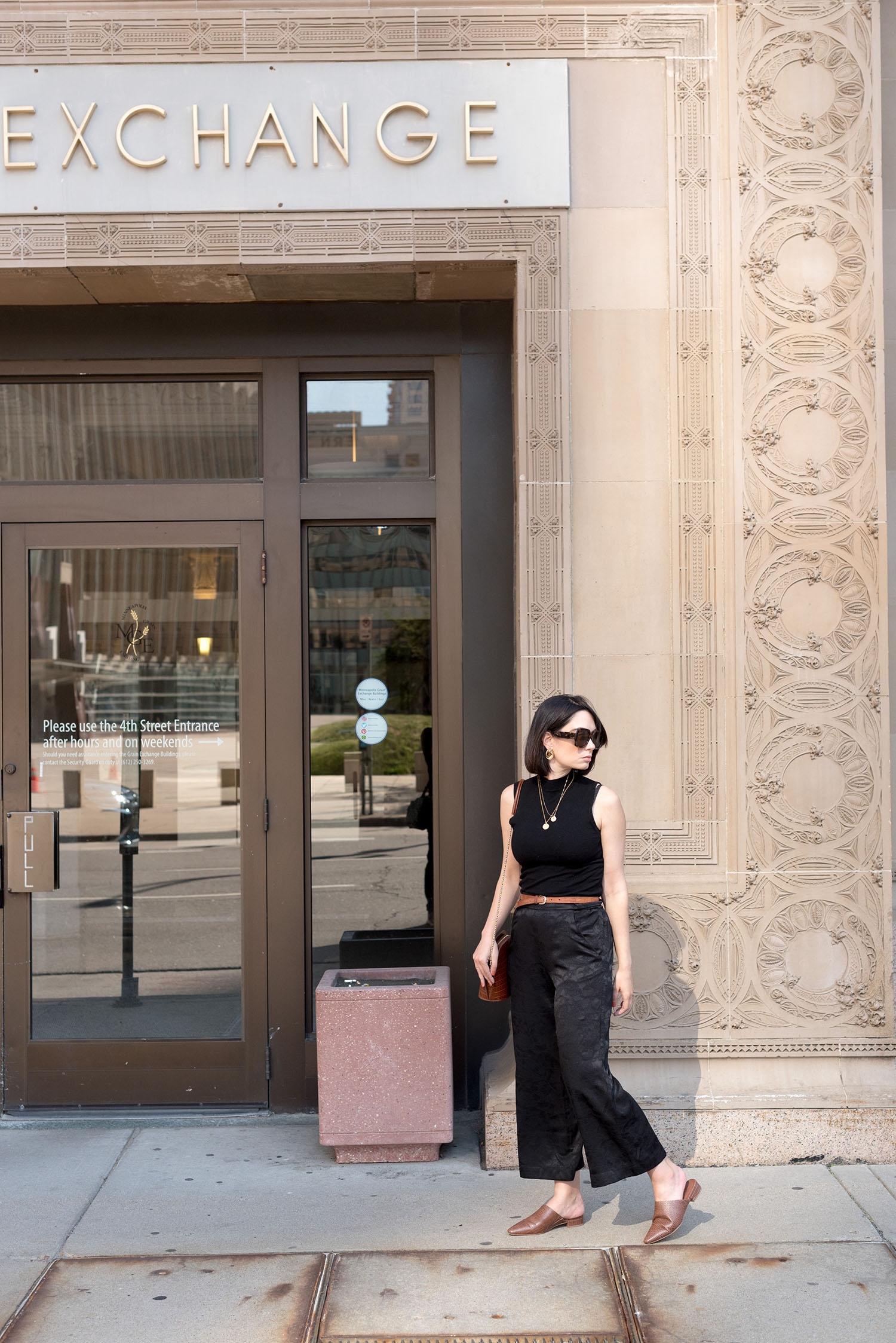 Top Winnipeg fashion blogger Cee Fardoe of Coco & Vera wears Aritzia brocade culottes and a Le Chateau black top in Minneapolis, Minnesota while reflecting on community