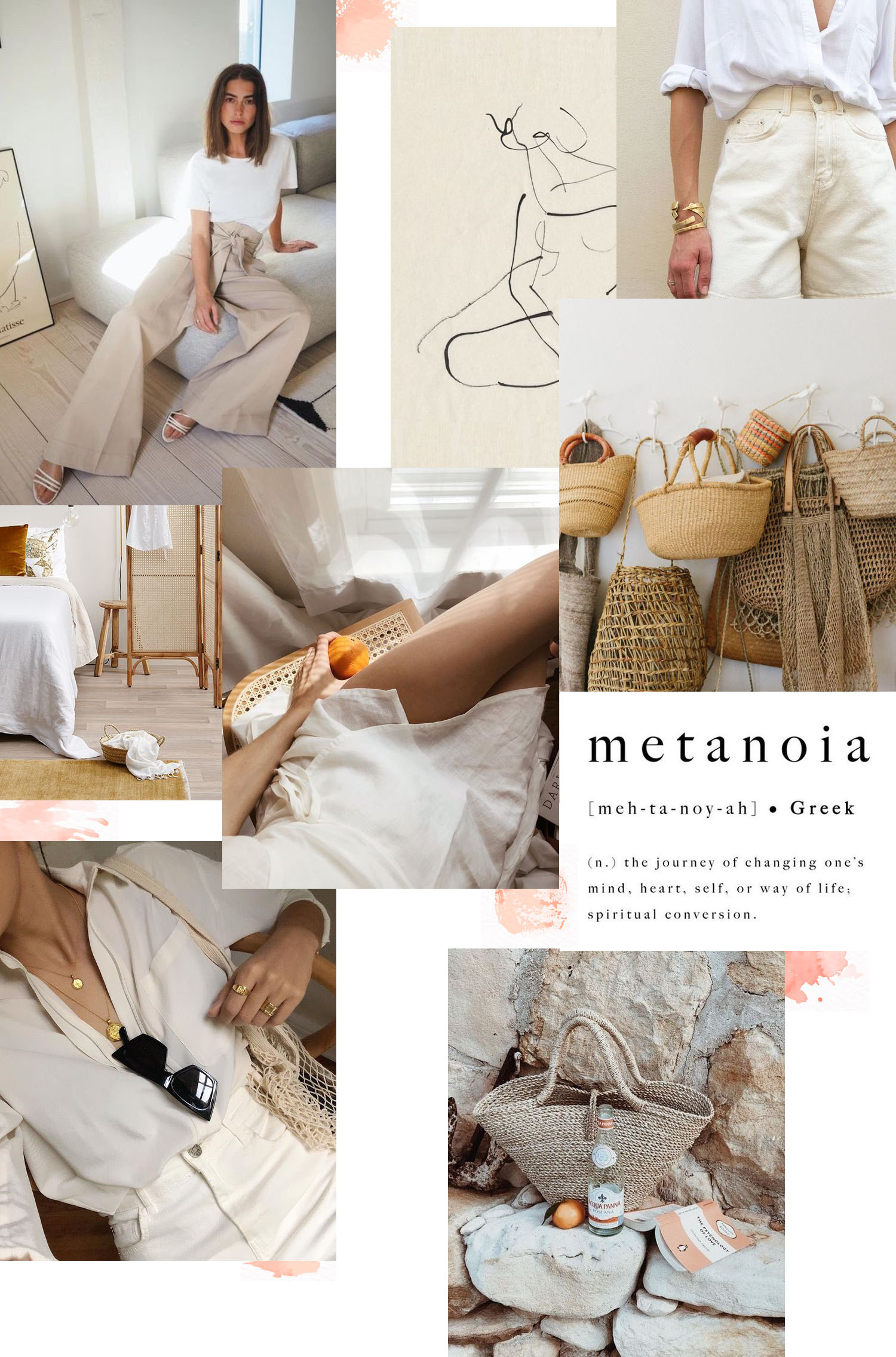A September mood board in shades of beige and peach by top Winnipeg fashion blogger Cee Fardoe of Coco & Vera
