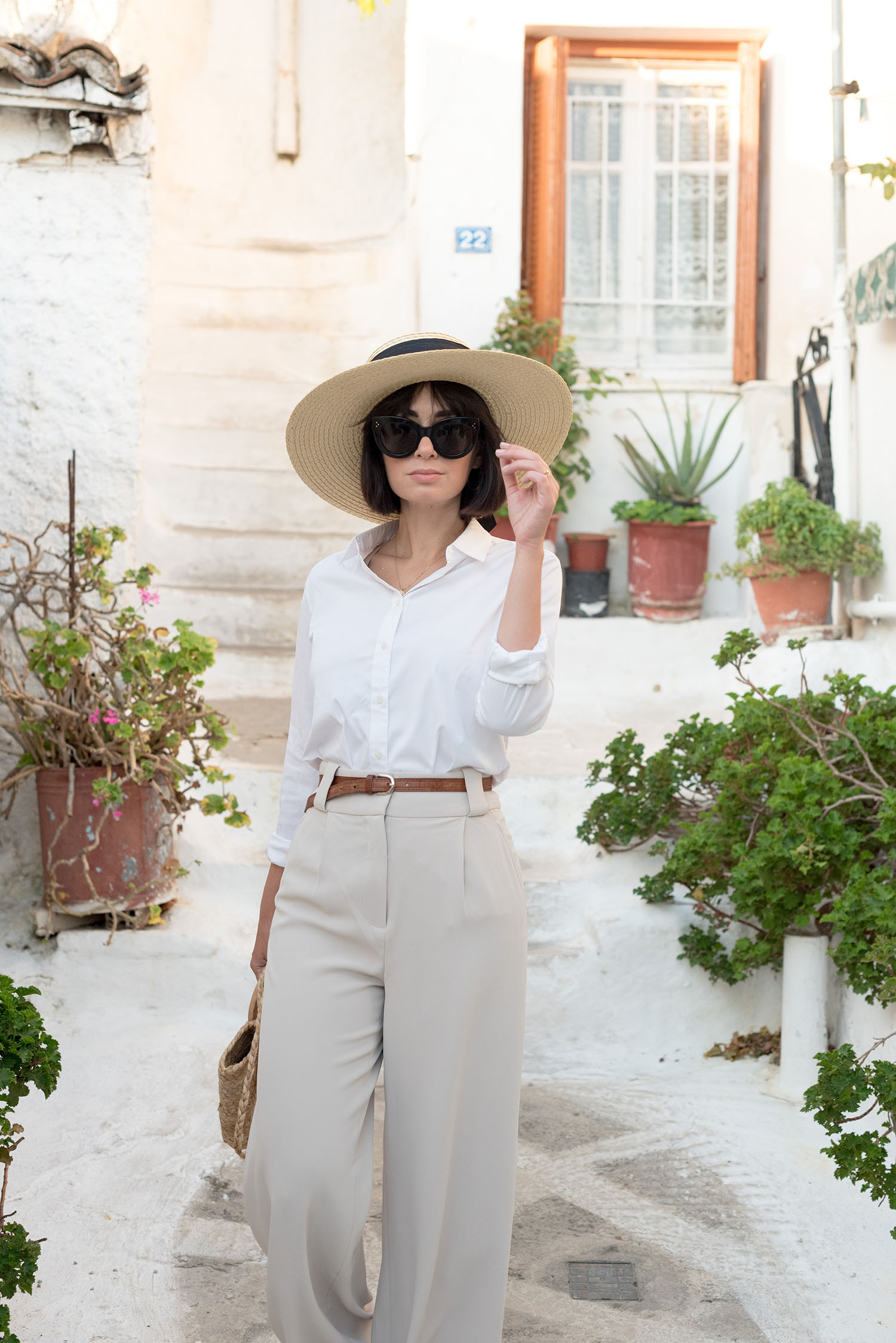 Coco & Vera - Mango straw hat, Celine sunglasses, H&M trousers