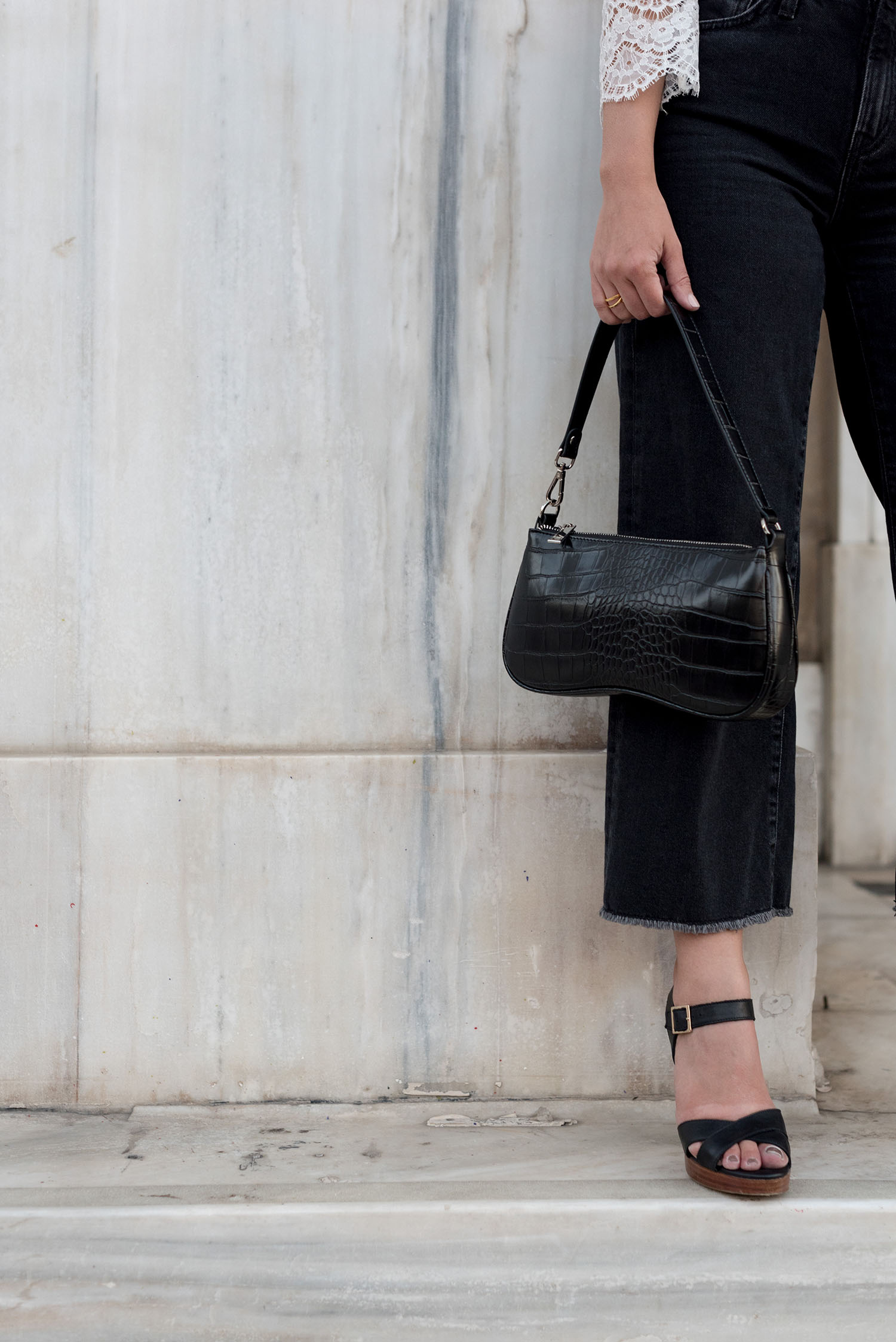 Coco & Vera - Friday by JW Pei handbag, Mavi cropped jeans, Le Chateau sandals