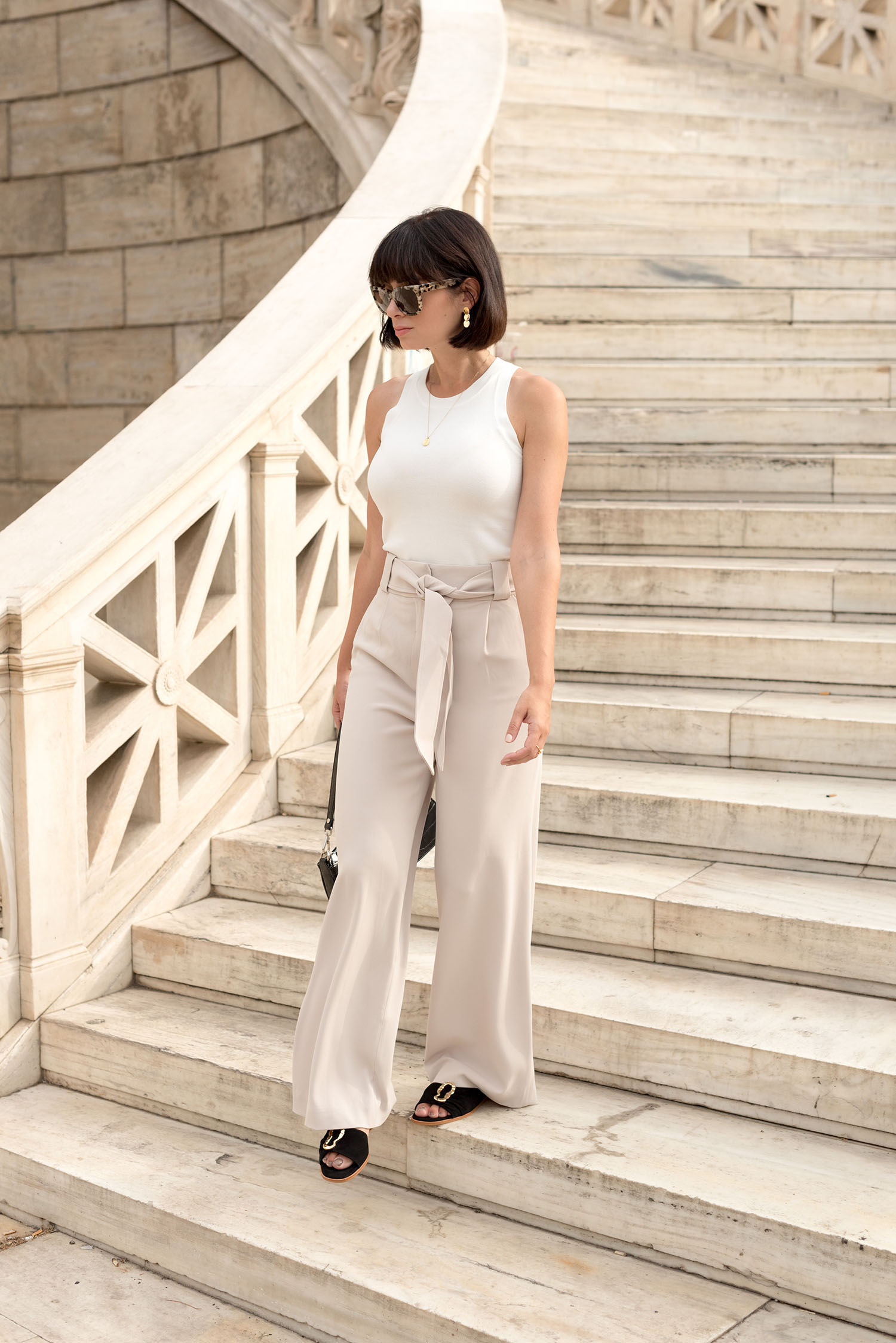 Coco & Vera - Mejuri earrings, H&M trousers, Flattered sandals