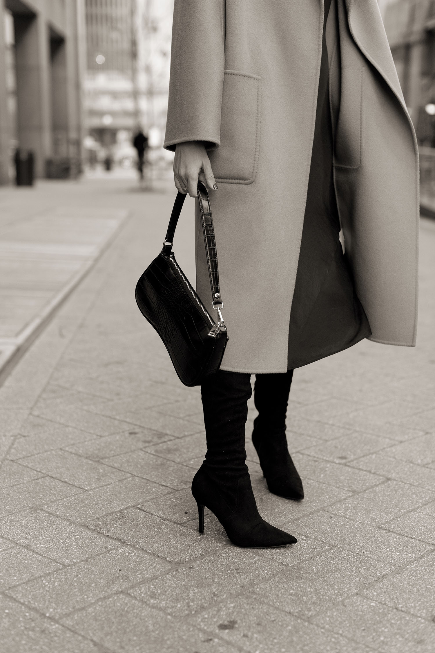 Coco & Vera - The Curated cashmere coat, Aldo boots, JW Pei handbag