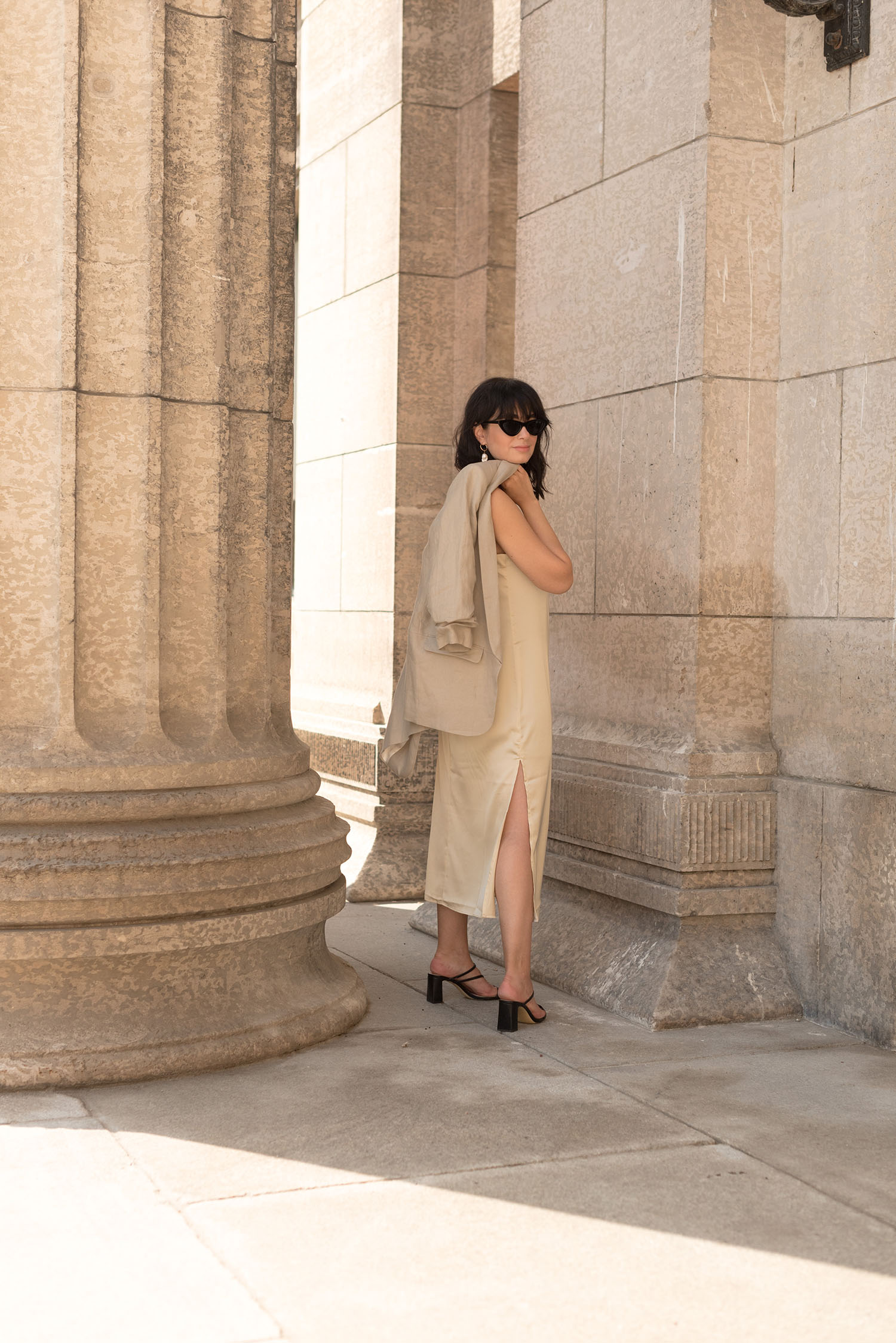 Coco & Vera - Zara blazer, Oak + Fort dress, Zara sandals