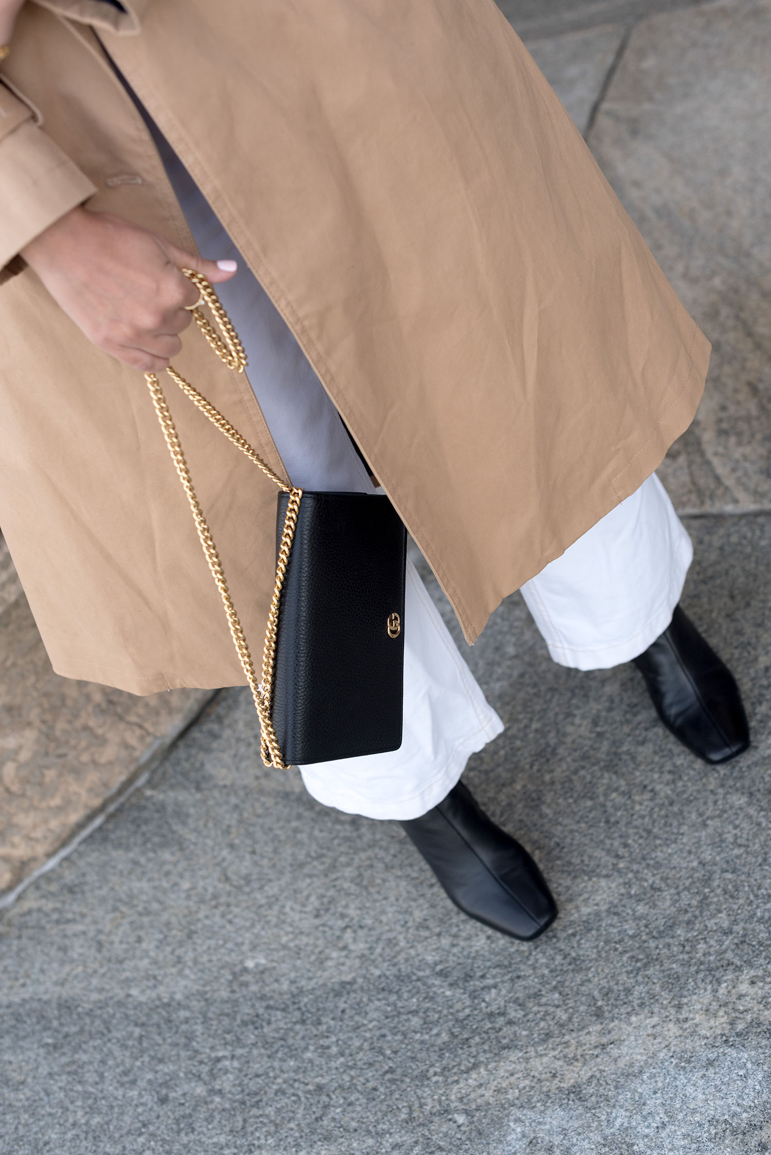 Coco & Vera - Gucci handbag, Mango white jeans, Rouje boots