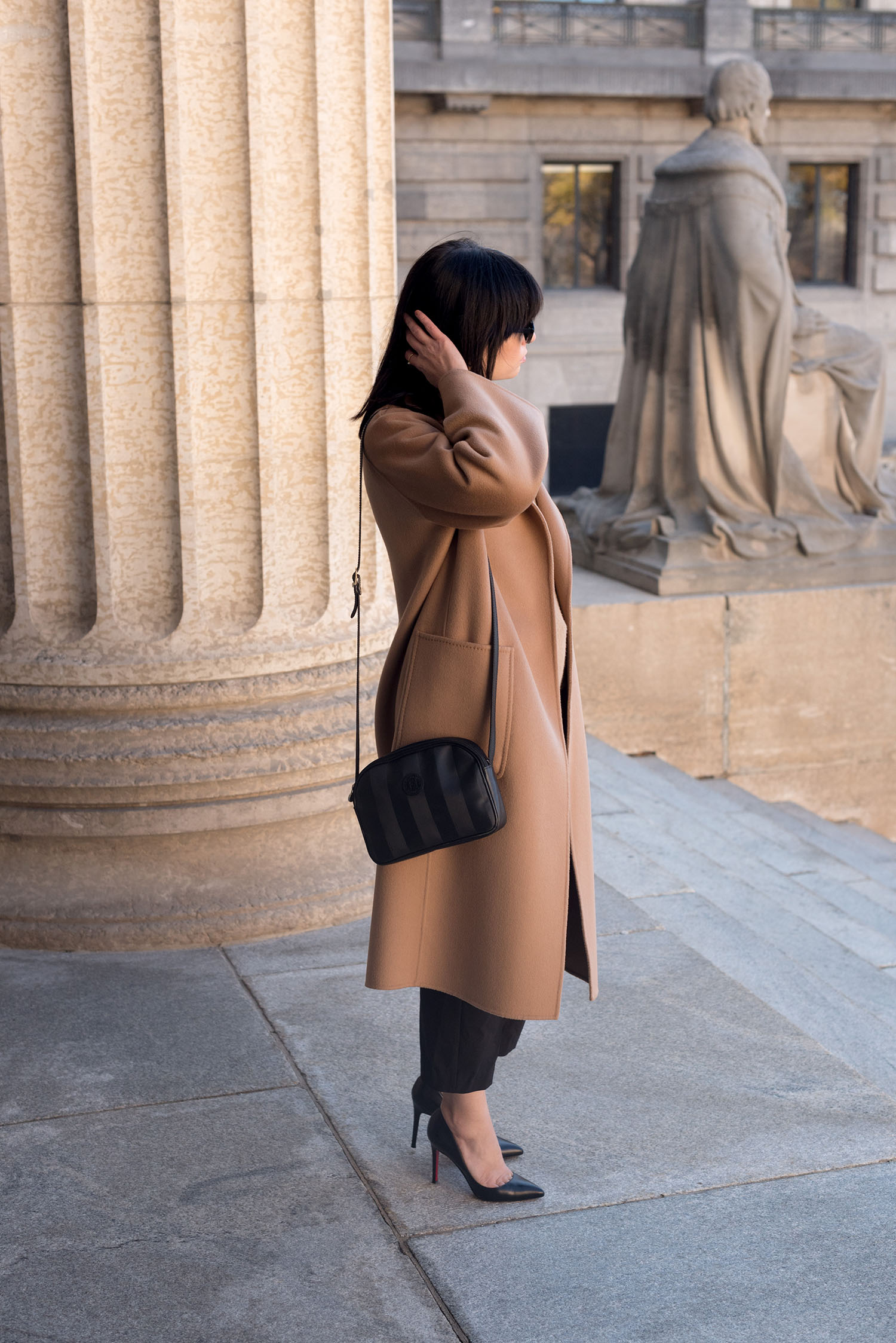 Coco & Vera - The Curated coat, Vintage Fendi bag, Christian Louboutin Pigalle pumps