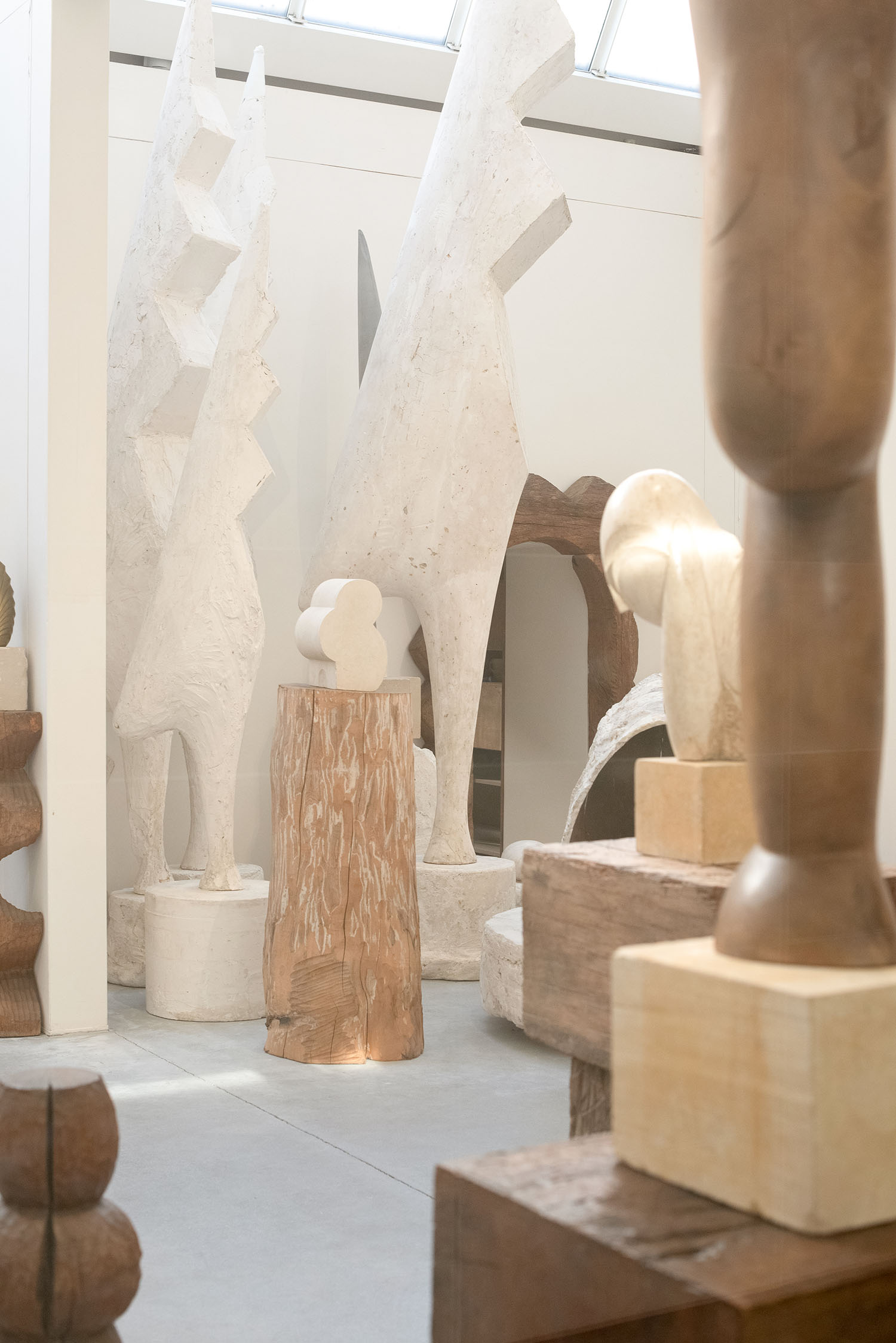 Wooden sculptures at Atelier Brancusi in Paris