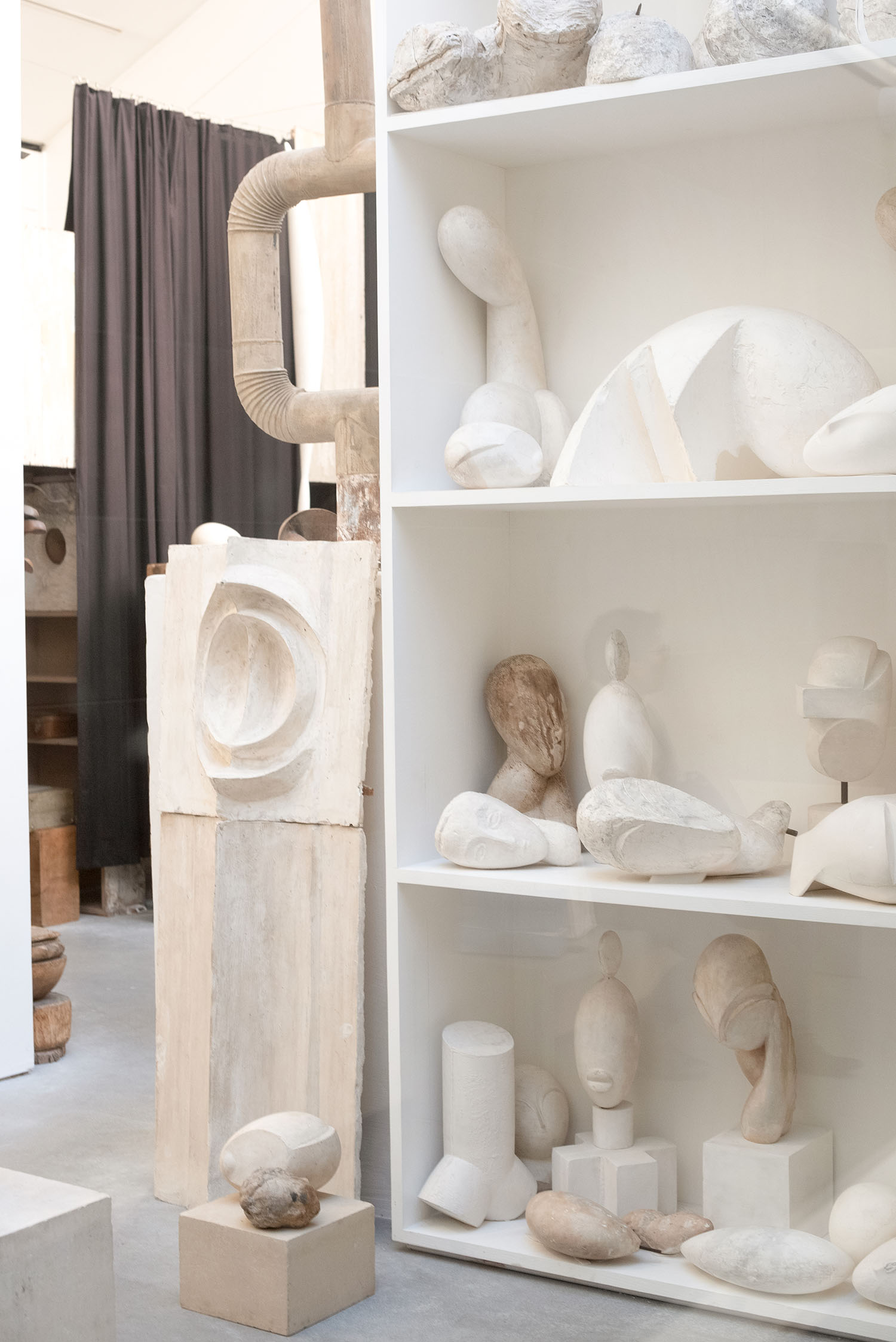 Coco & Vera - Shelf of sculptures in Atelier Brancusi in Paris, France