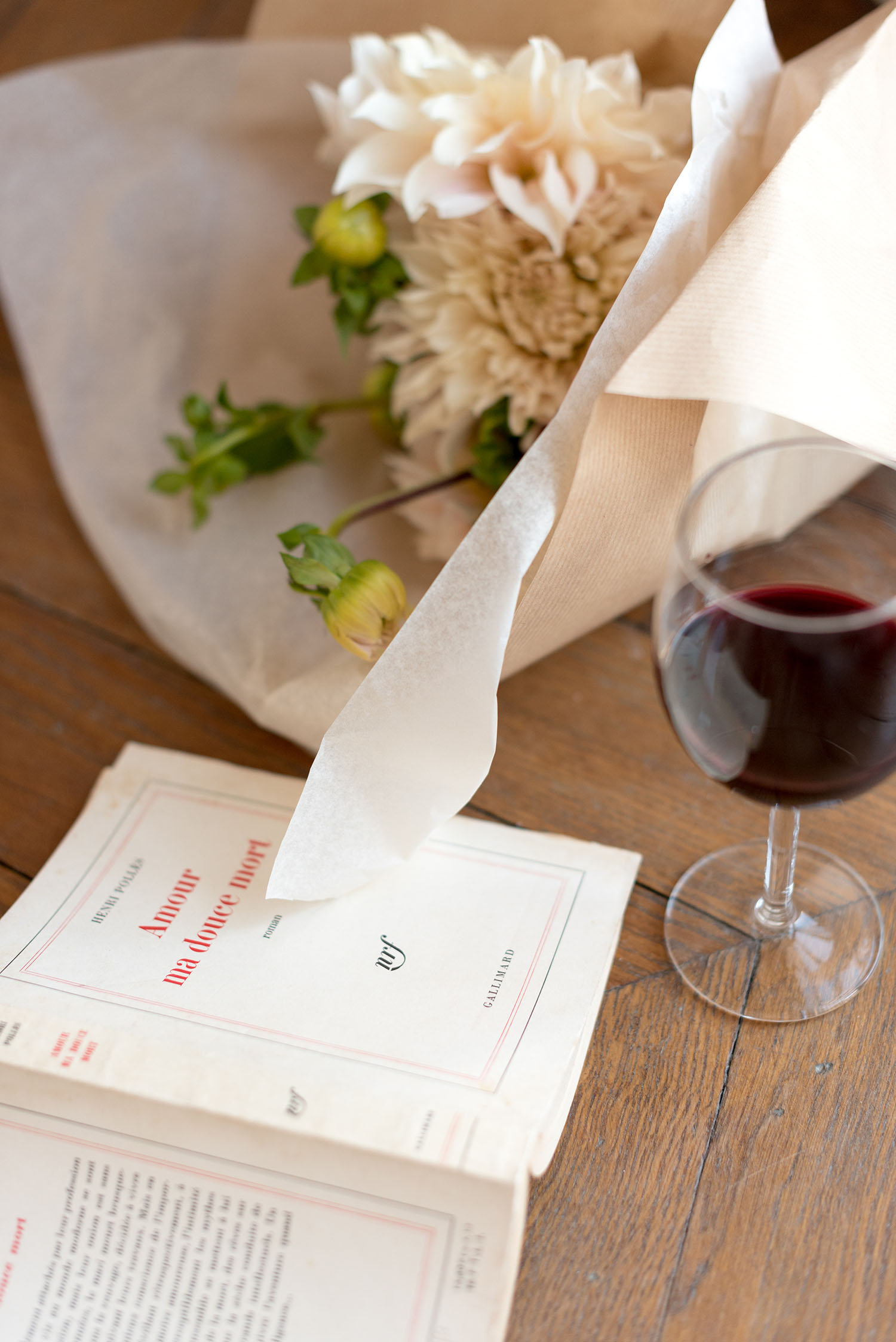 Coco & Vera - Cafe au lait dahlias, red wine, Editions Gallimard novel