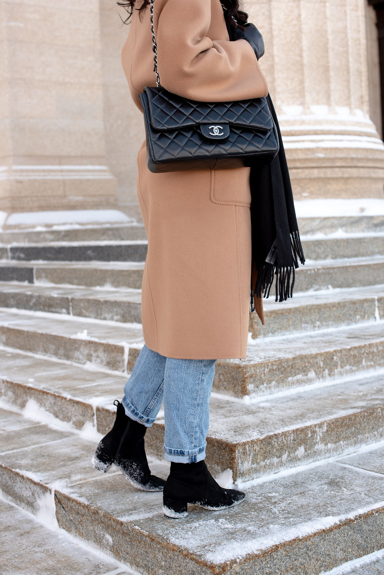 Coco & Vera - Chanel handbag, Aldo boots, The Curated coat