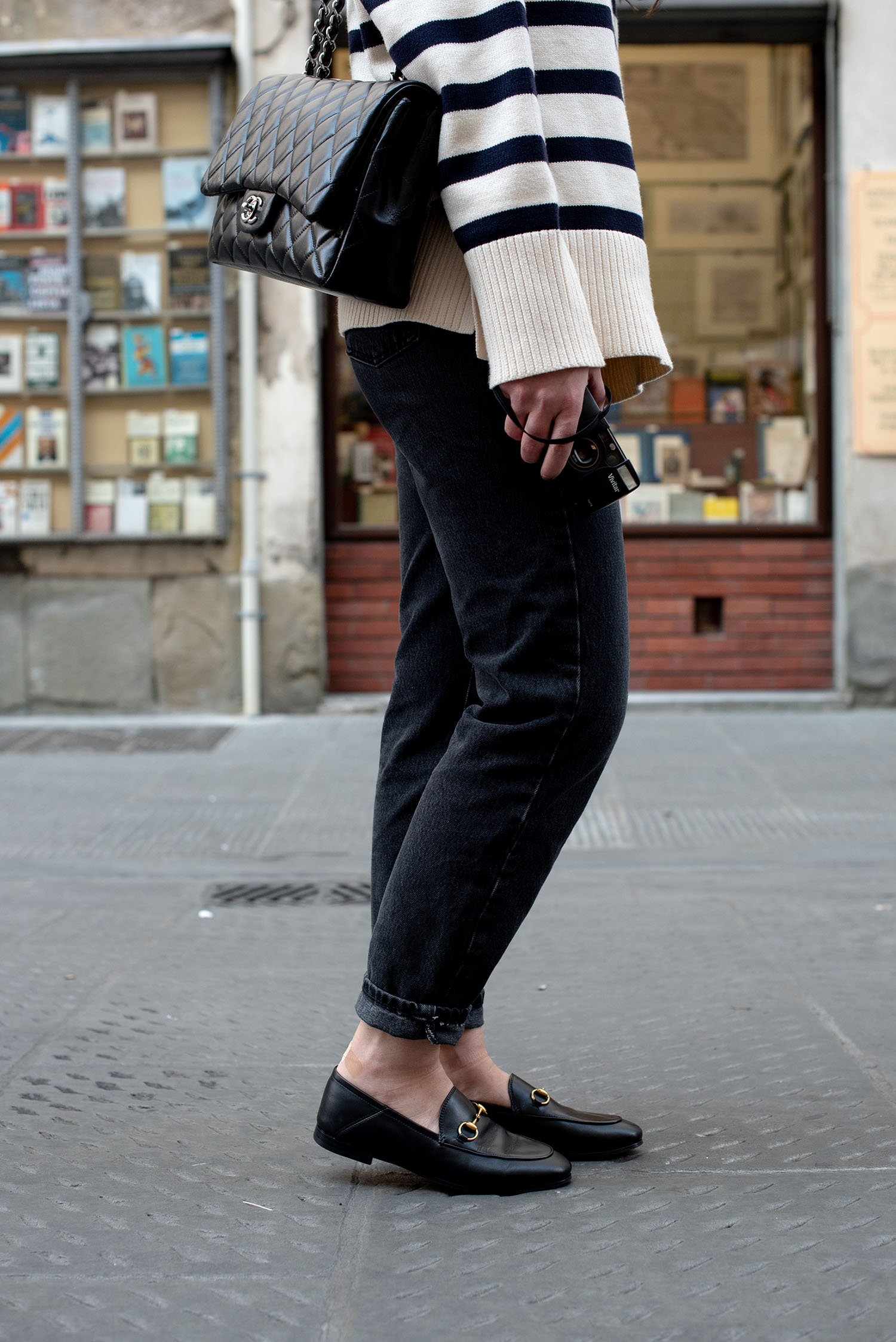 Coco & Vera - Gucci Princeton loafers, Zara striped sweater, Zara jeans