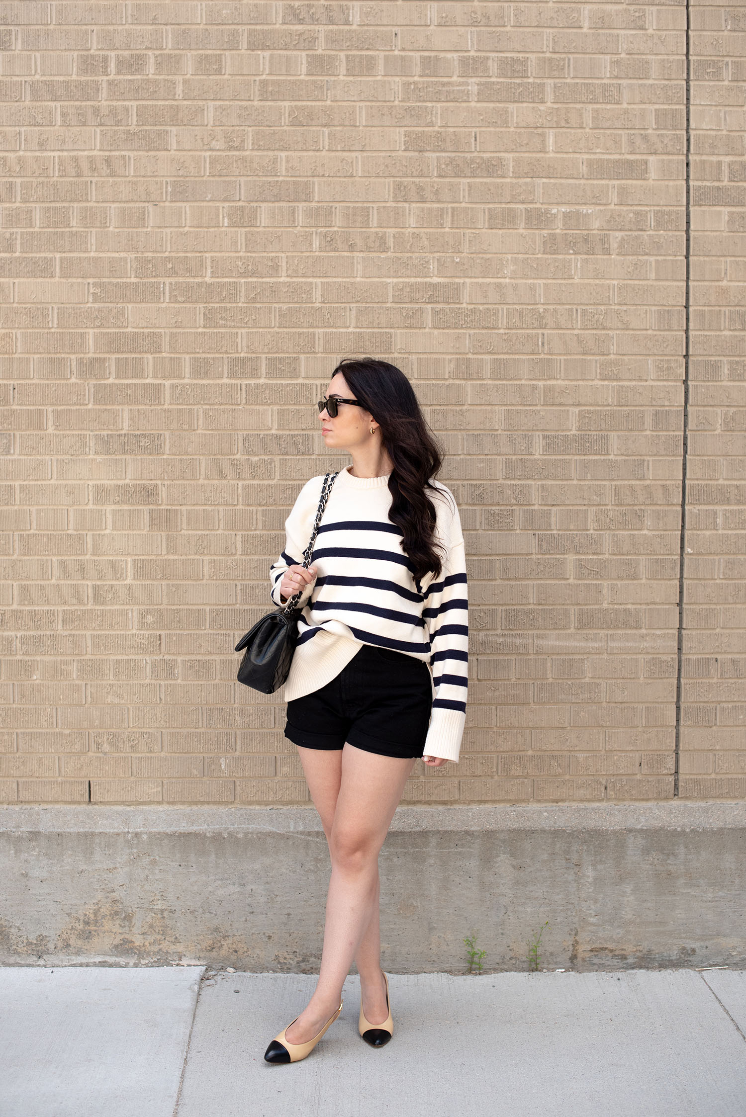 Coco & Vera - Zara striped sweater, Chanel vintage slingback pumps, RayBan sunglasses