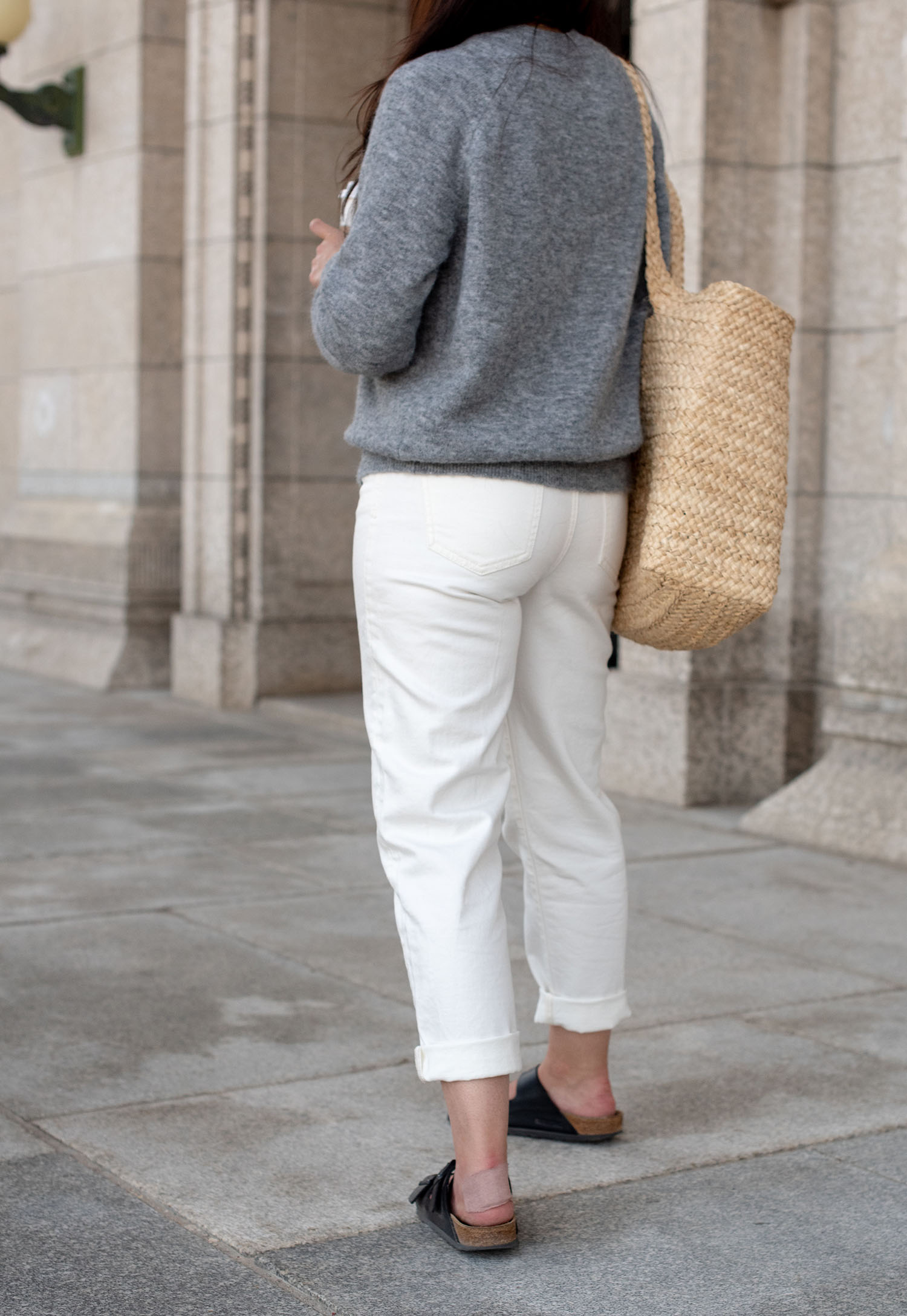 Coco & Vera - Zara white jeans, Zara Home tote, Birkenstocks sandals