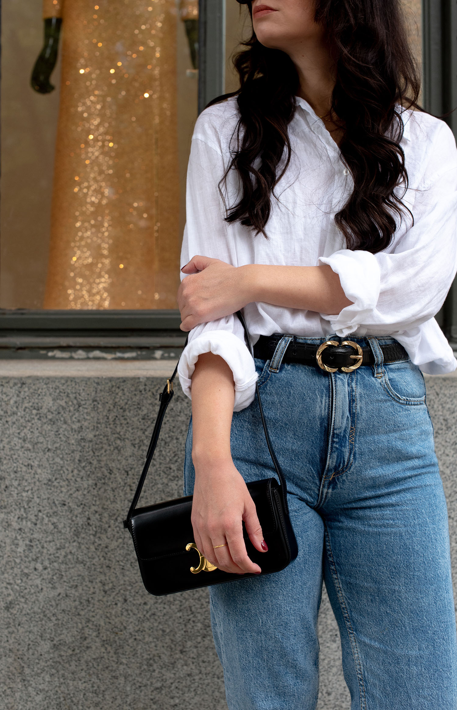 Coco & Vera - Mango belt, Zara mom jeans, Celine Triomphe handbag