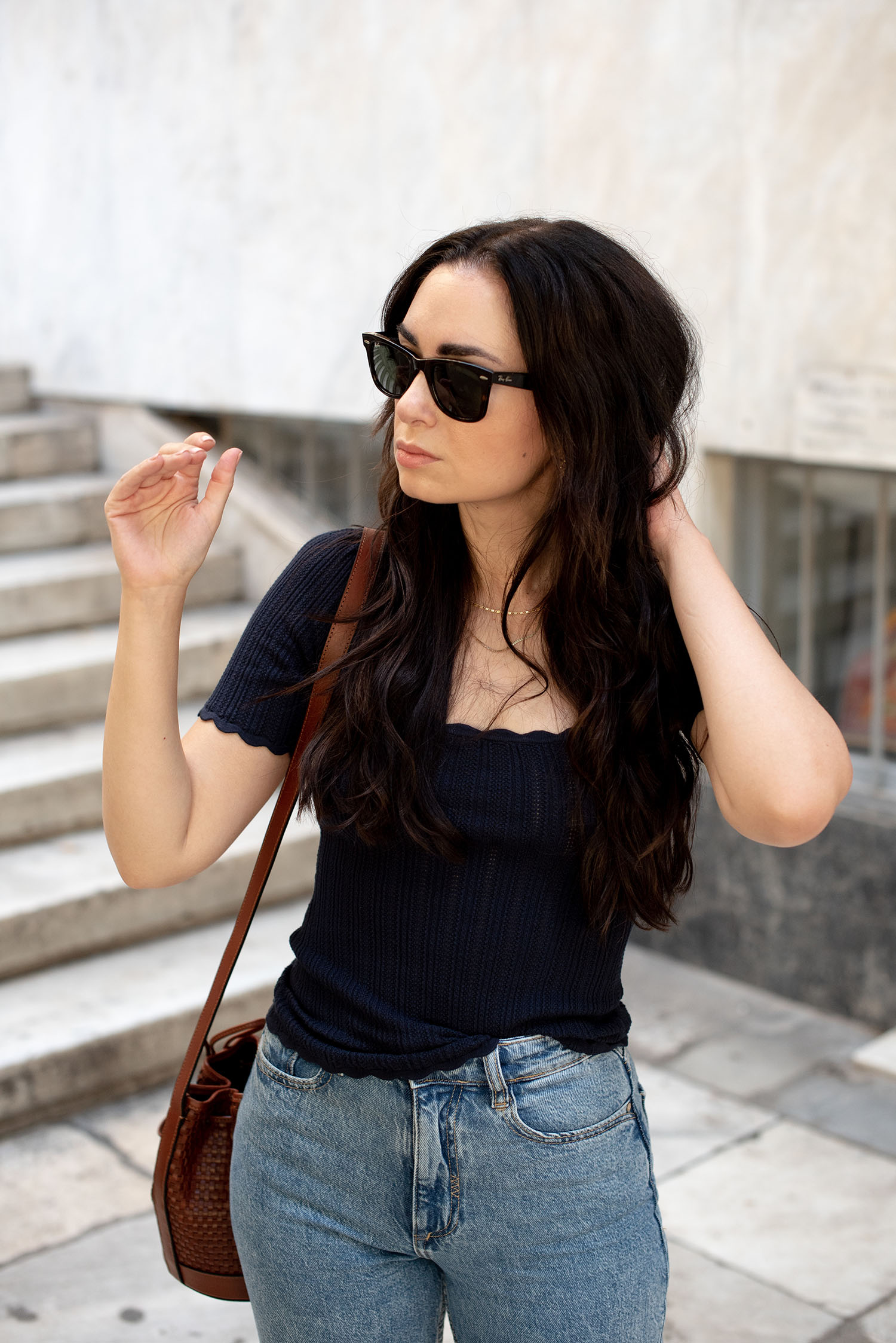 Coco & Vera - RayBan Wayfarer sunglasses, Sezane mini Farrow bag, Zara jeans