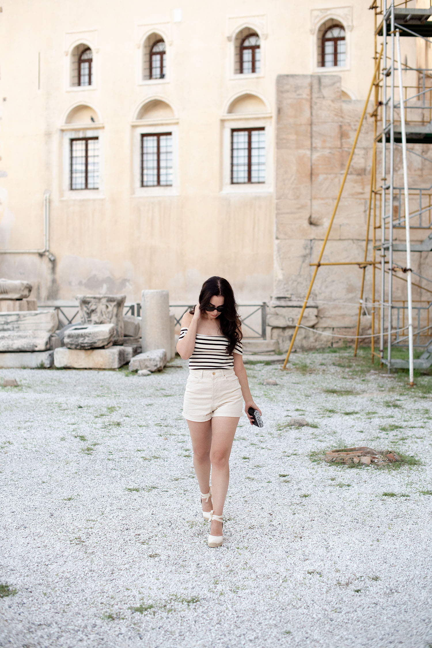 Coco & Vera - Zara stripe top, Zara denim shorts, By Mumico sandals