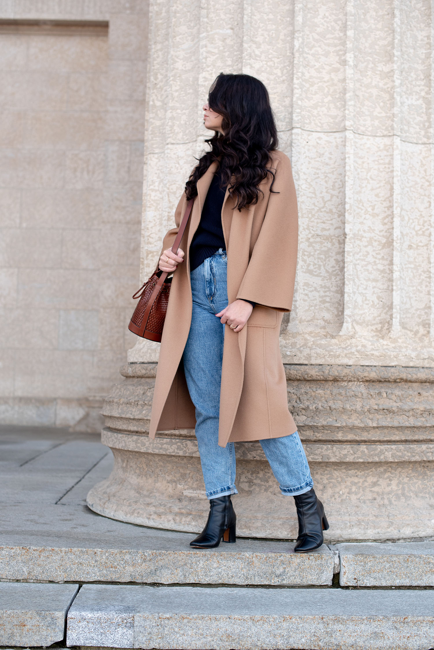 Coco & Vera - The Curated coat, Zara jeans, Rouje boots