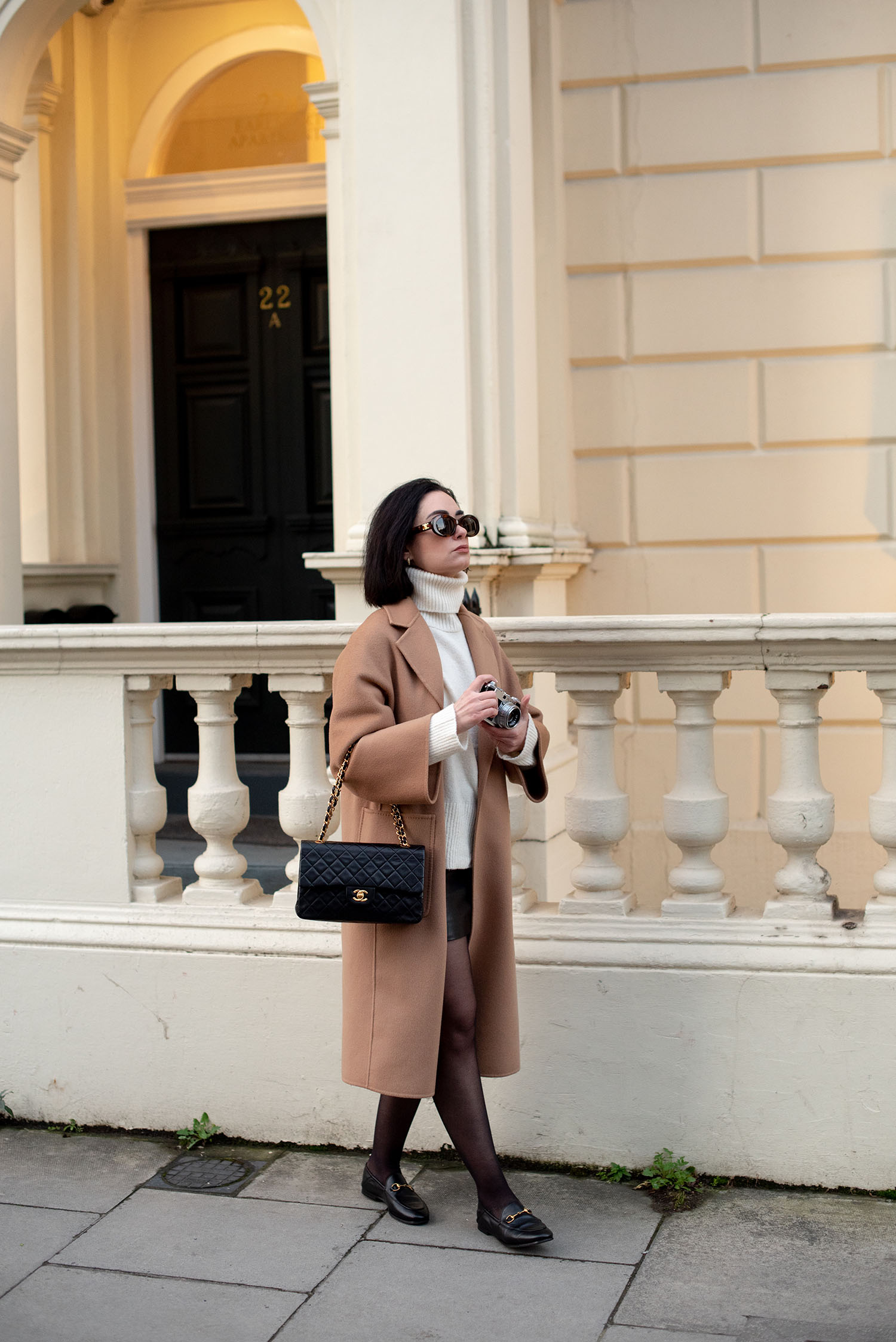 Coco & Vera - Gucci loafers, The Curated coat, Chanel classic handbag
