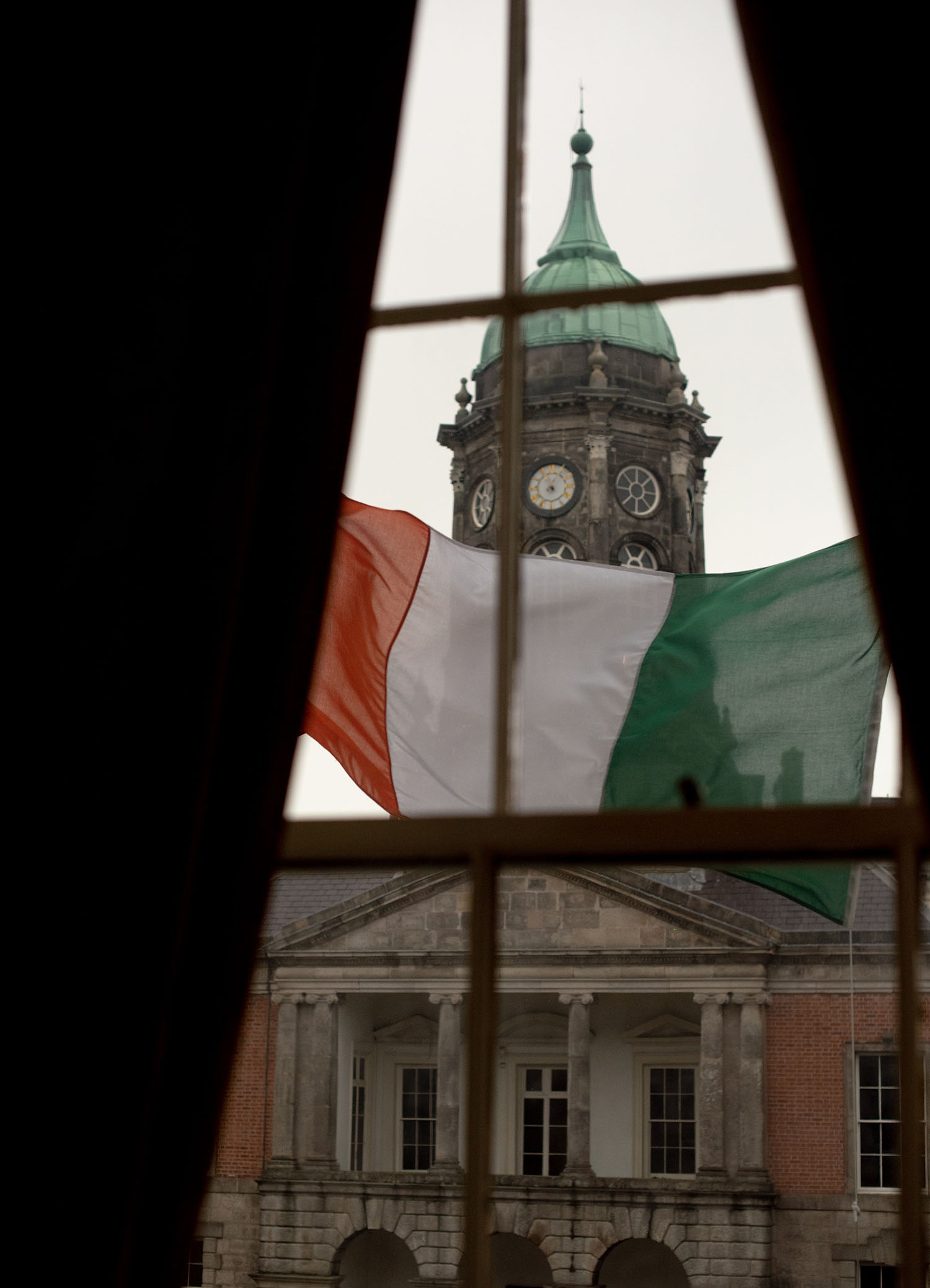 Coco & Vera - Irish flag at Dublin Castle in Ireland