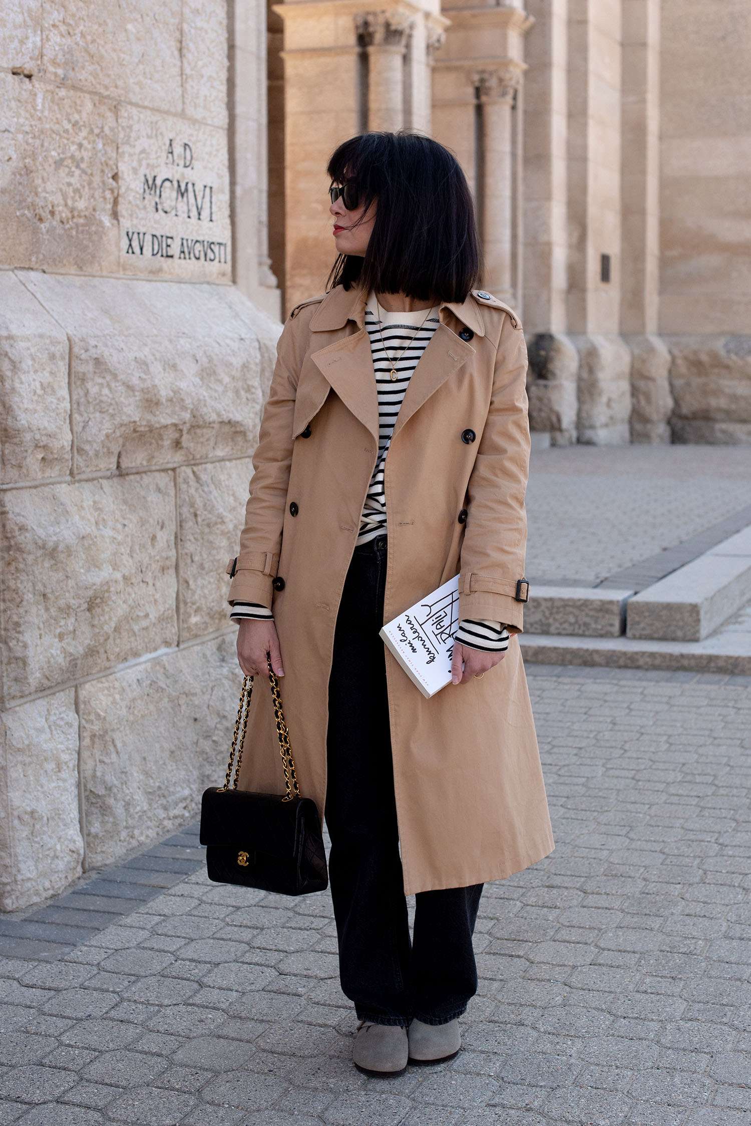 Coco & Voltaire - Mango trench, Chanel flap bag, H&M jeans