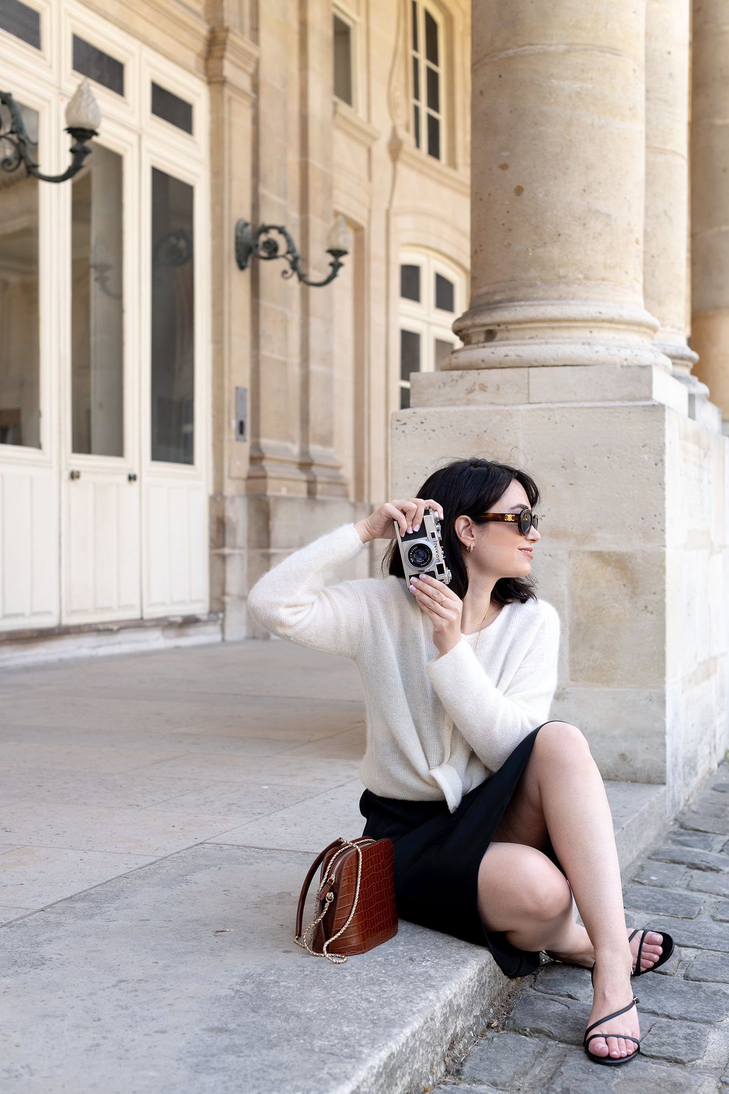 Coco & Voltaire - Celine Triomphe sunglasses, Sezane Victor handbag, Wilfred Only dress