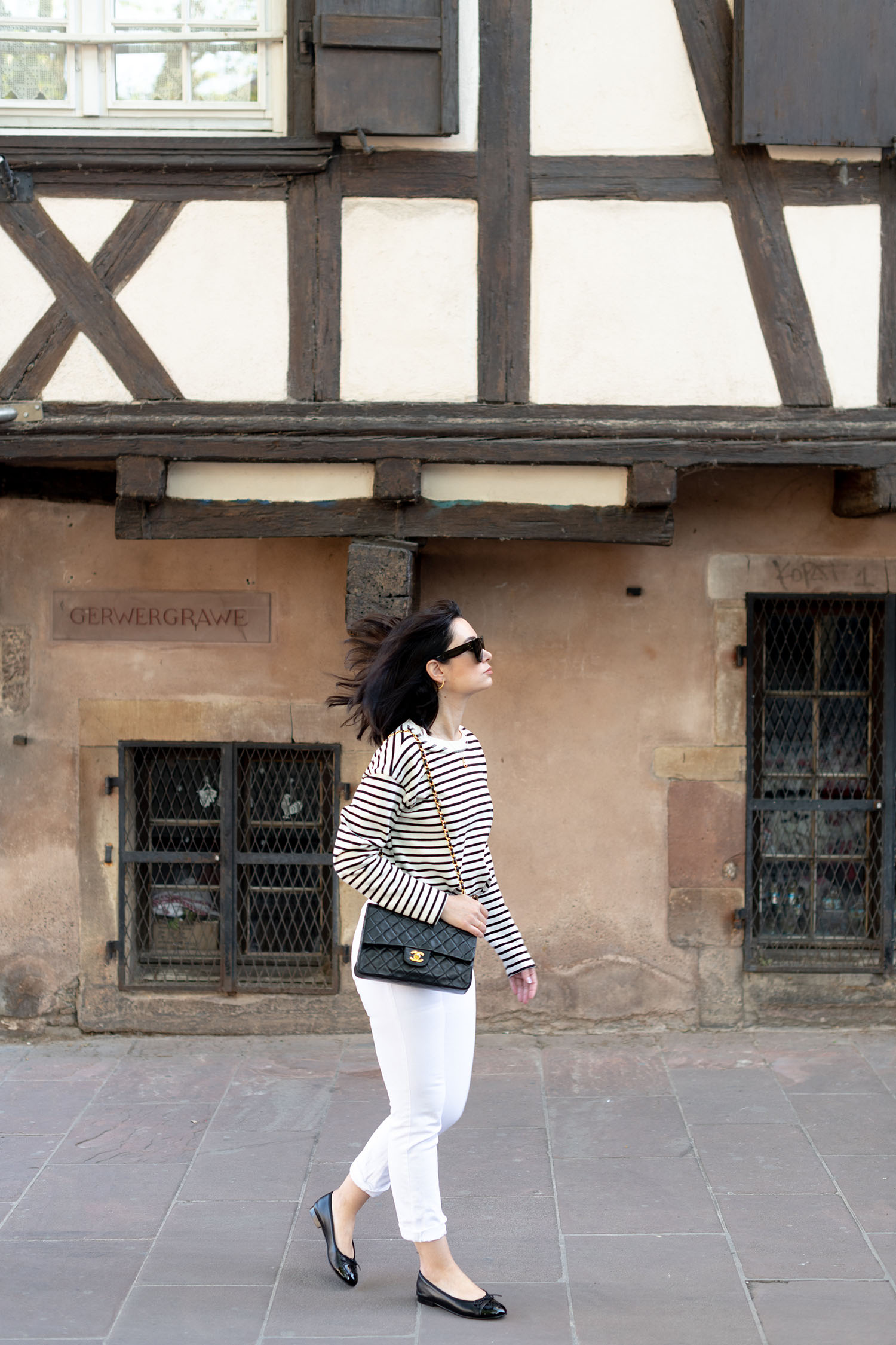 Coco & Voltaire - Mango jeans, Chanel double flap handbag, Chanel ballet flats