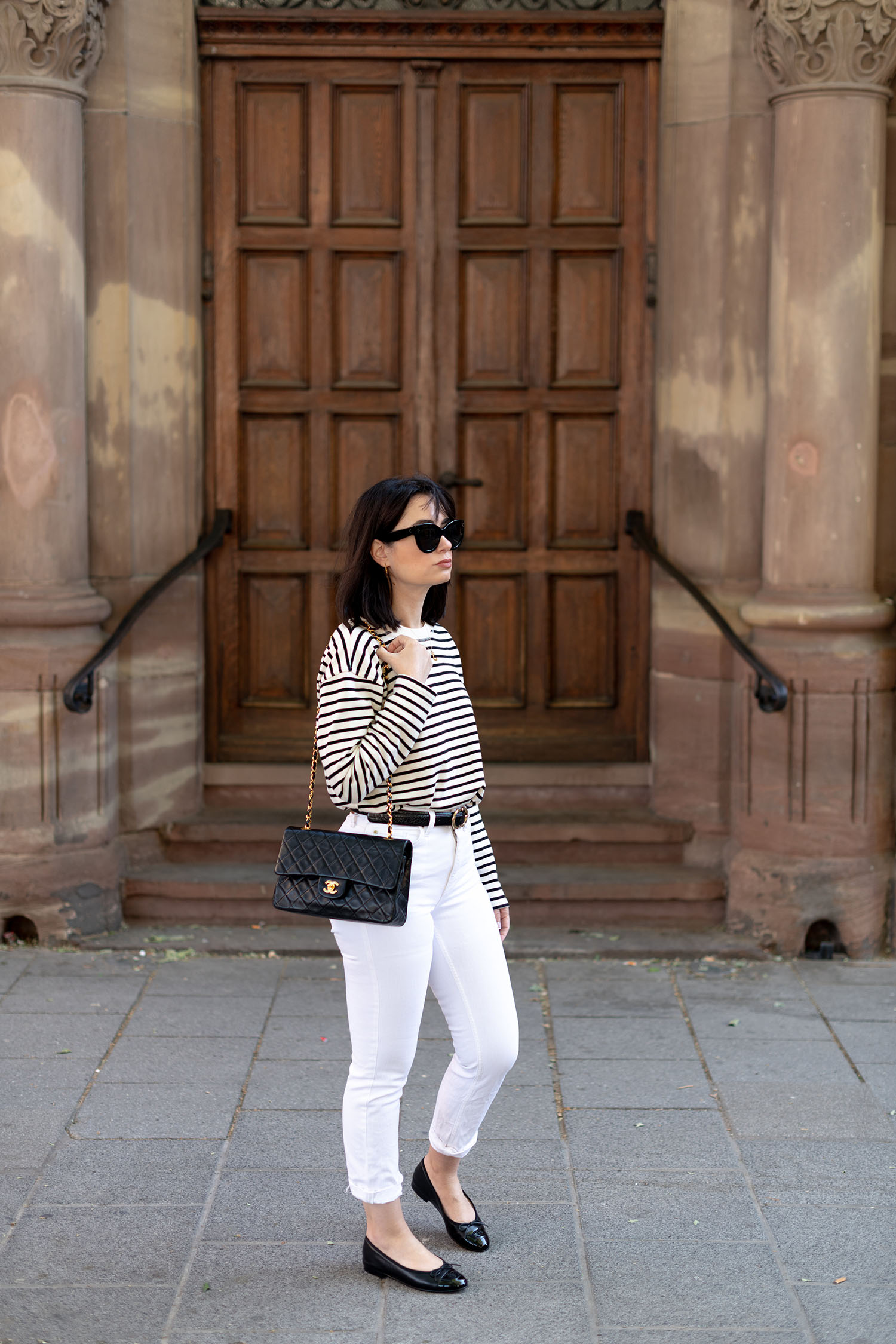 Coco & Voltaire - Zara stripe top, Chanel ballet flats, Mango jeans