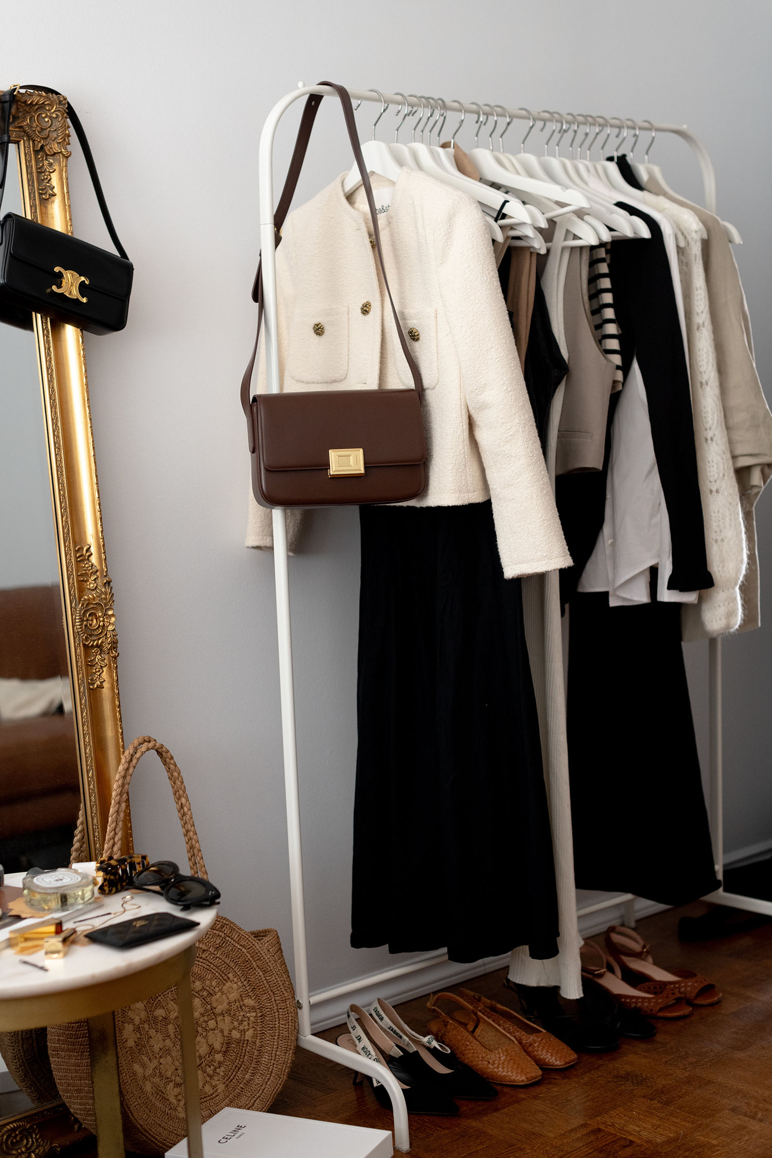 Coco & Voltaire - A. Cloud book bag, Ba&sh Meredith jacket, Dior J'Adior slingback pumps