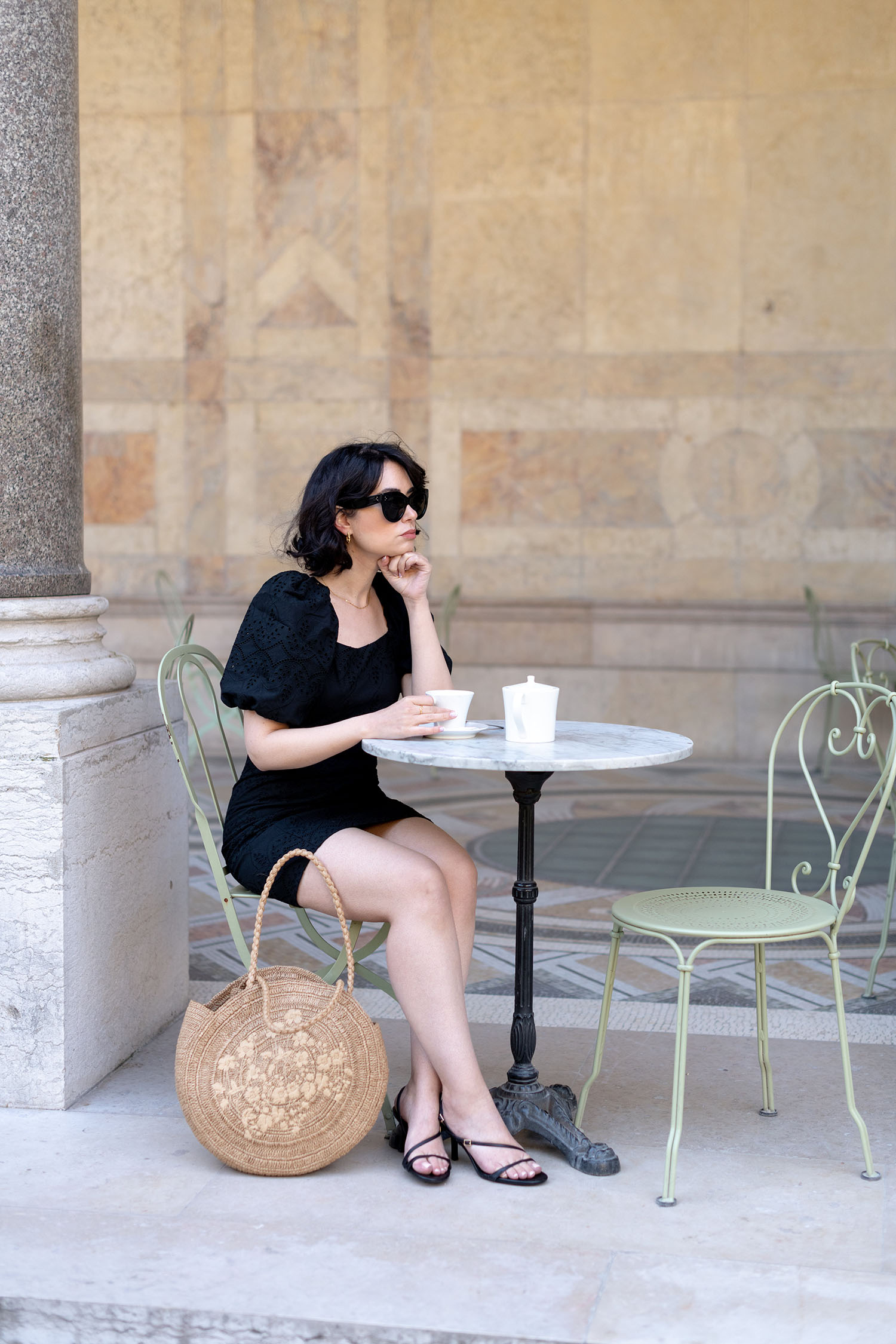 Coco & Voltaire - Celine Audrey sunglasses, Sezane dress, Zara sandals