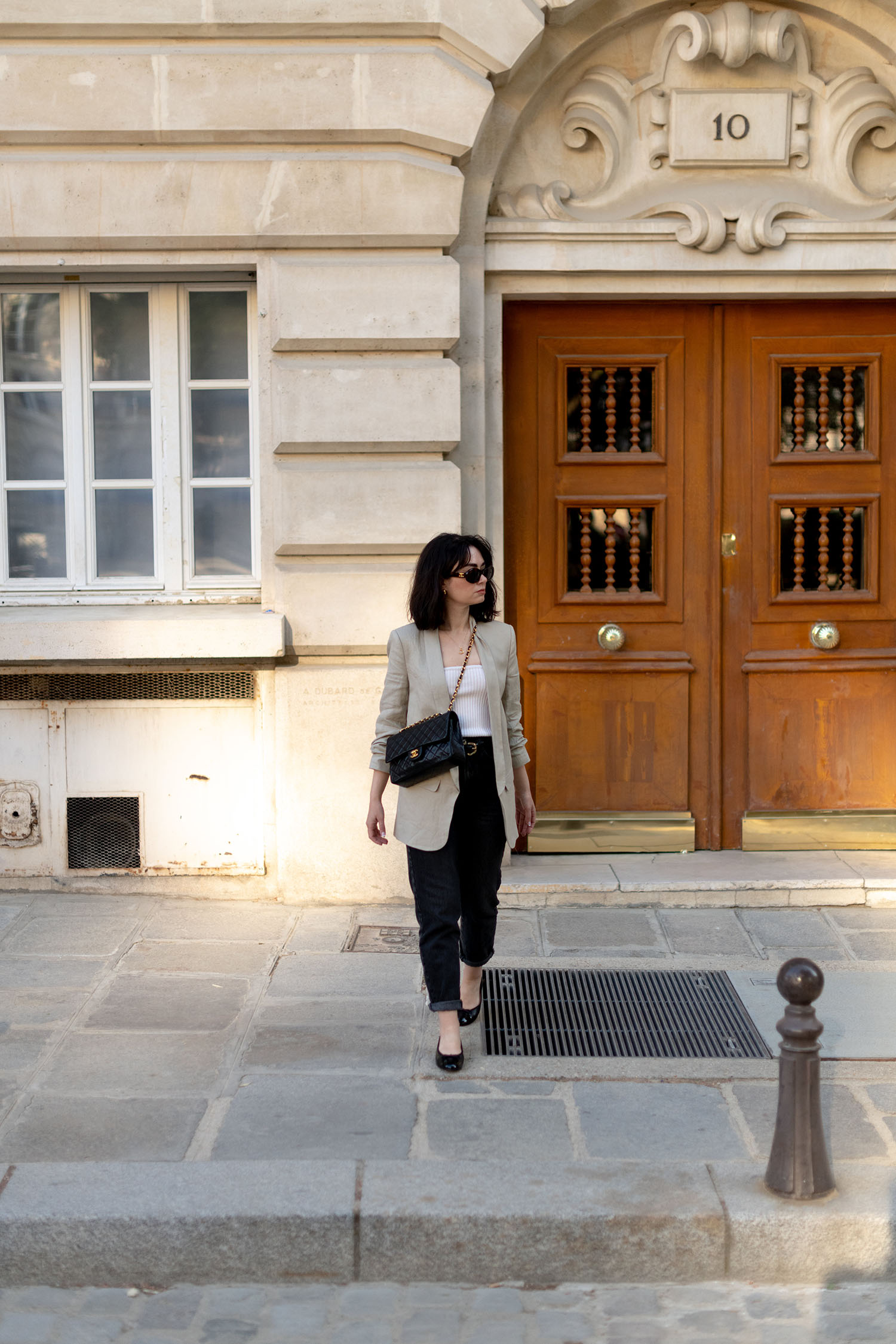Coco & Voltaire - Zara blazer, Almada Label tube top, Chanel handbag
