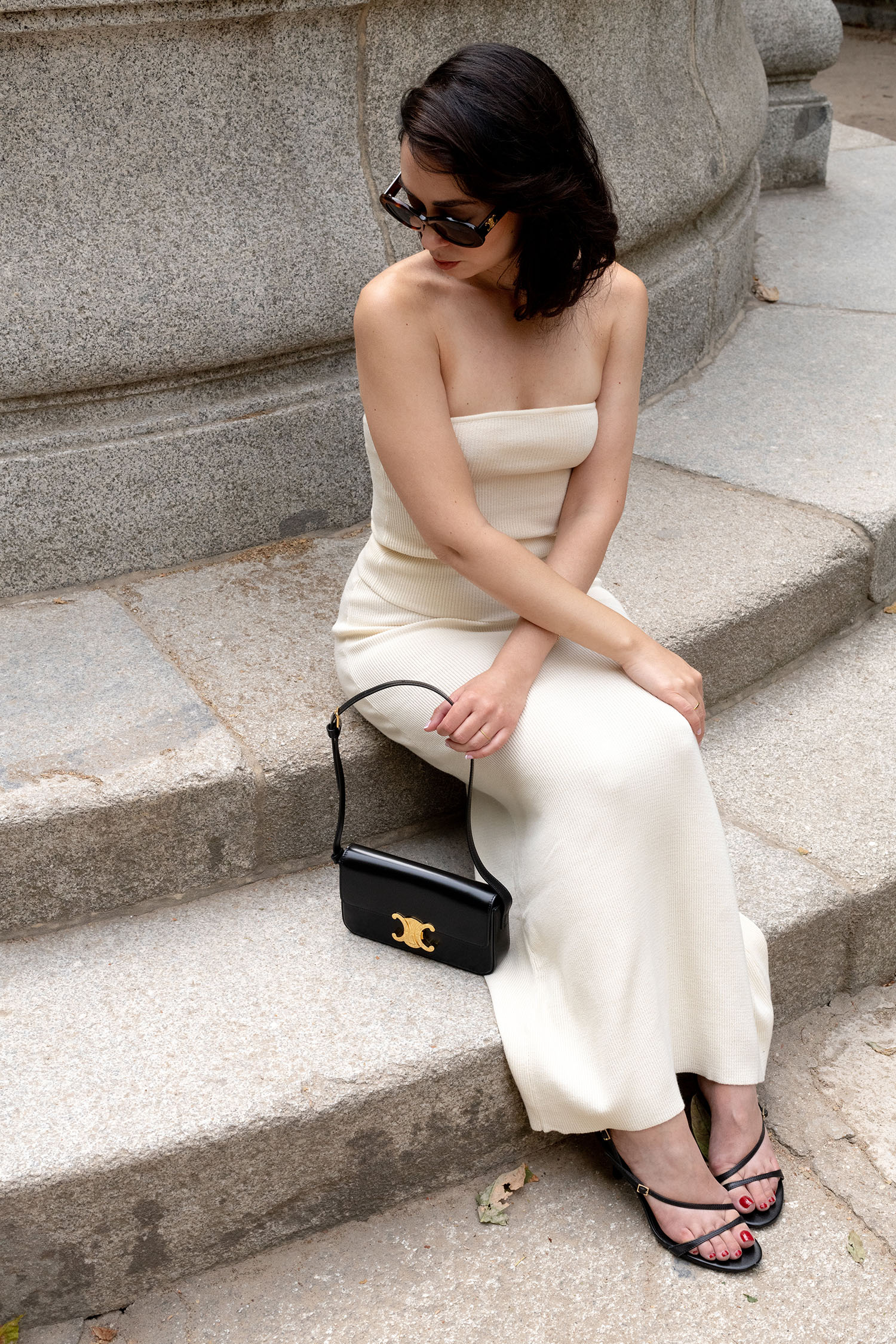 Coco & Voltaire - Pretty Lavish top and skirt, Zara sandals, Celine Triomphe handbag