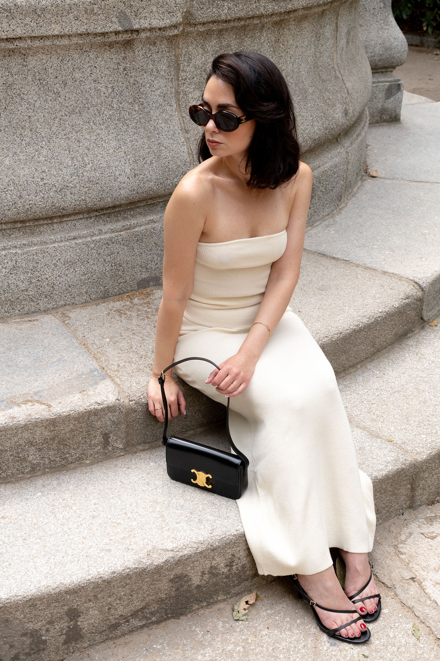 Coco & Voltaire - Pretty Lavish top and skirt, Celine Triomphe handbag, Zara sandals